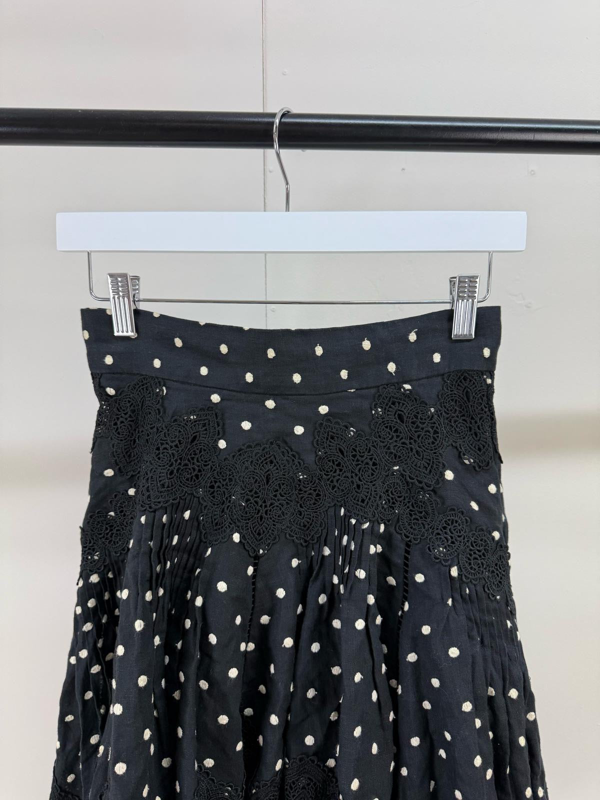 Zimmermann Black Polkadot Skirt - 0 Uk 8