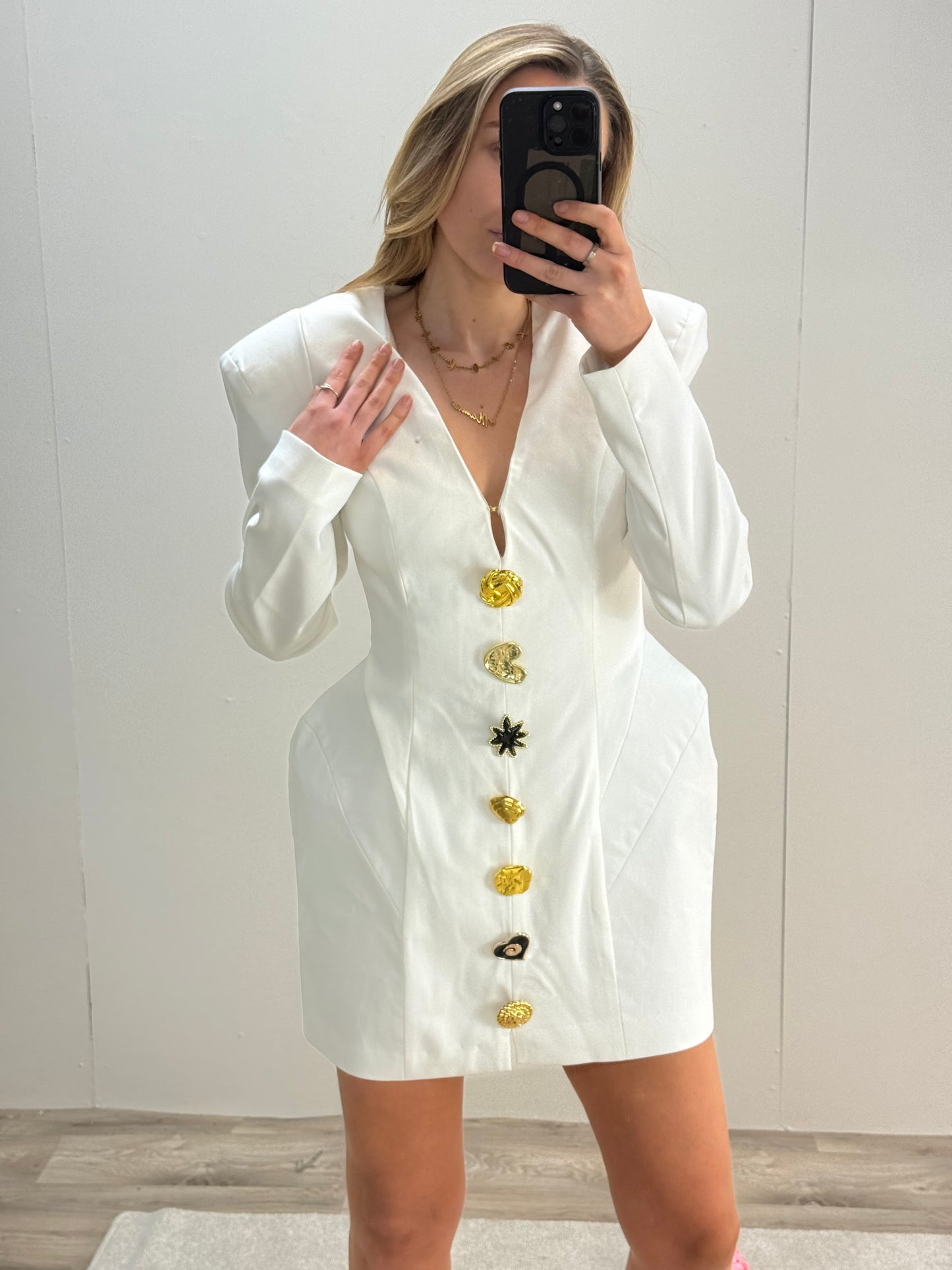 Atoir White Multi Button Structured Florance Dress- UK 6
