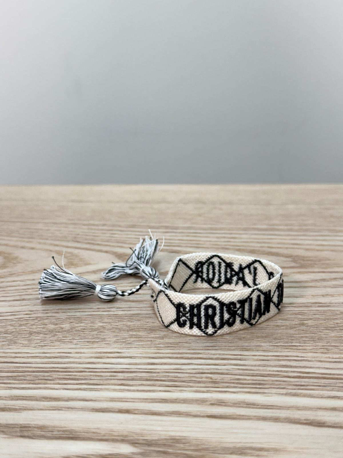 Dior Black White X Cross Woven 'J'Adior' Friendship Bracelet - One Size