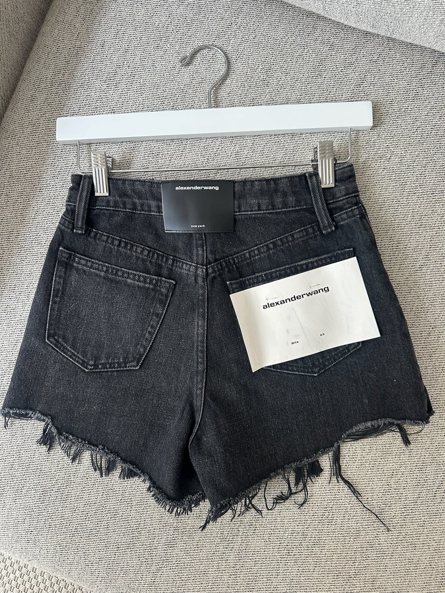 Alexander Wang Black Denim Bite Highrise Shorts-New in tags 23 XXS