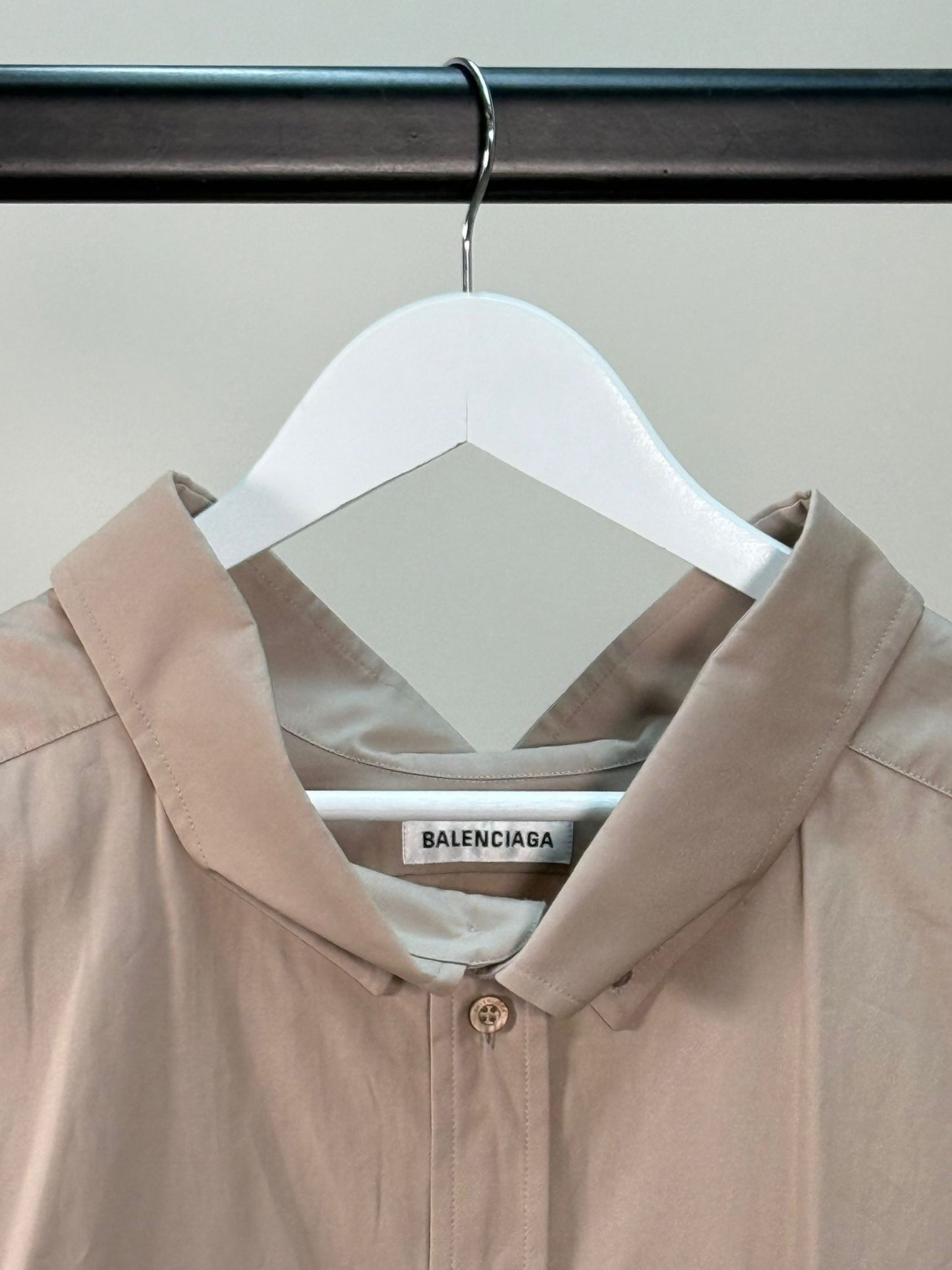 Balenciaga Beige White Logo On Back Shirt - Size 34/S