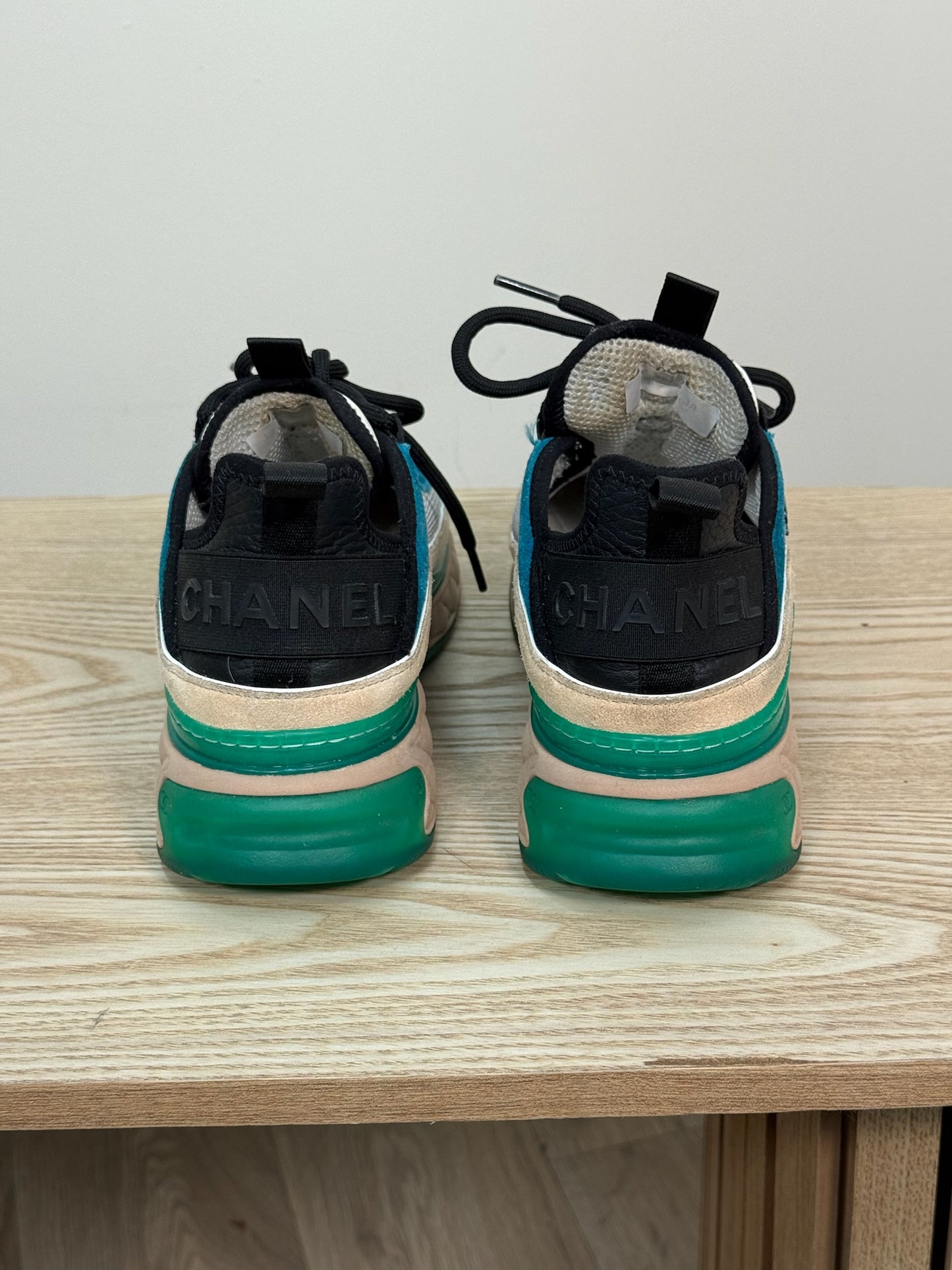 Chanel White Blue Green Trainers - UK 5