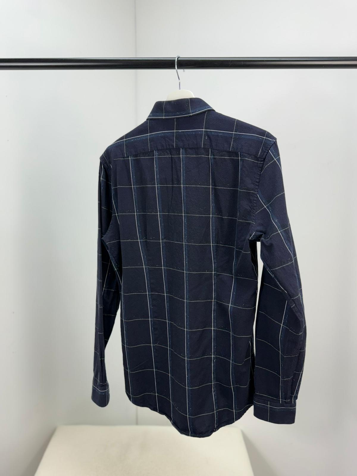 Reiss Navy Striped Slim Fit Shirt- Medium