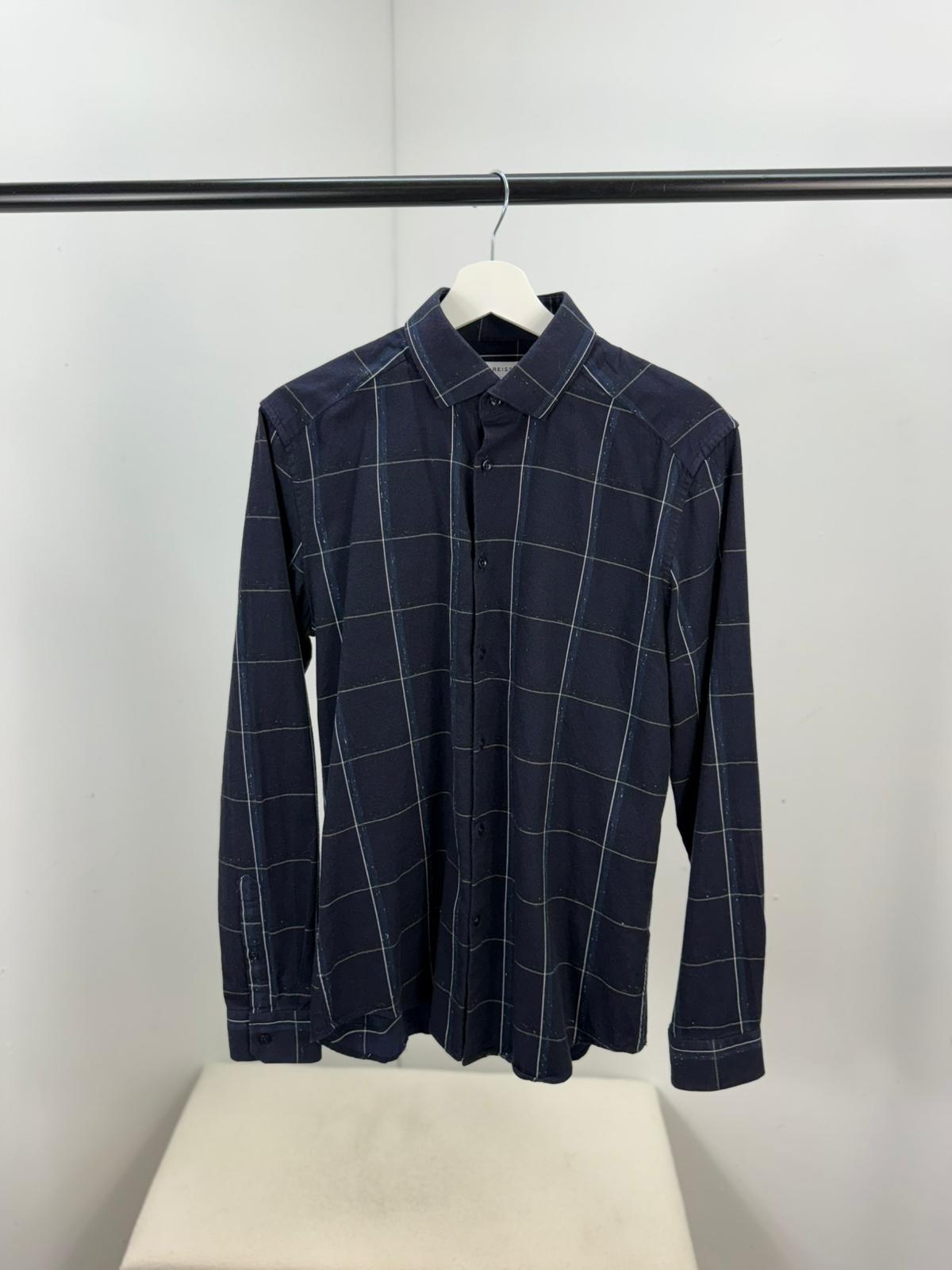Reiss Navy Striped Slim Fit Shirt- Medium