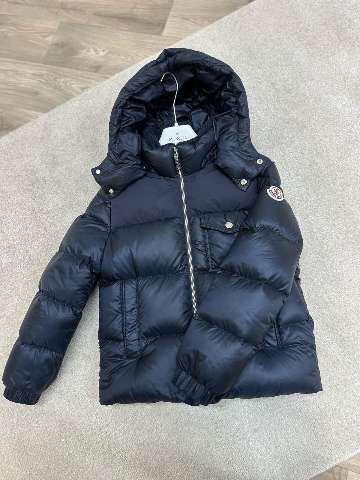 Kids Moncler Navy Padded Hooded Jacket - Age 10