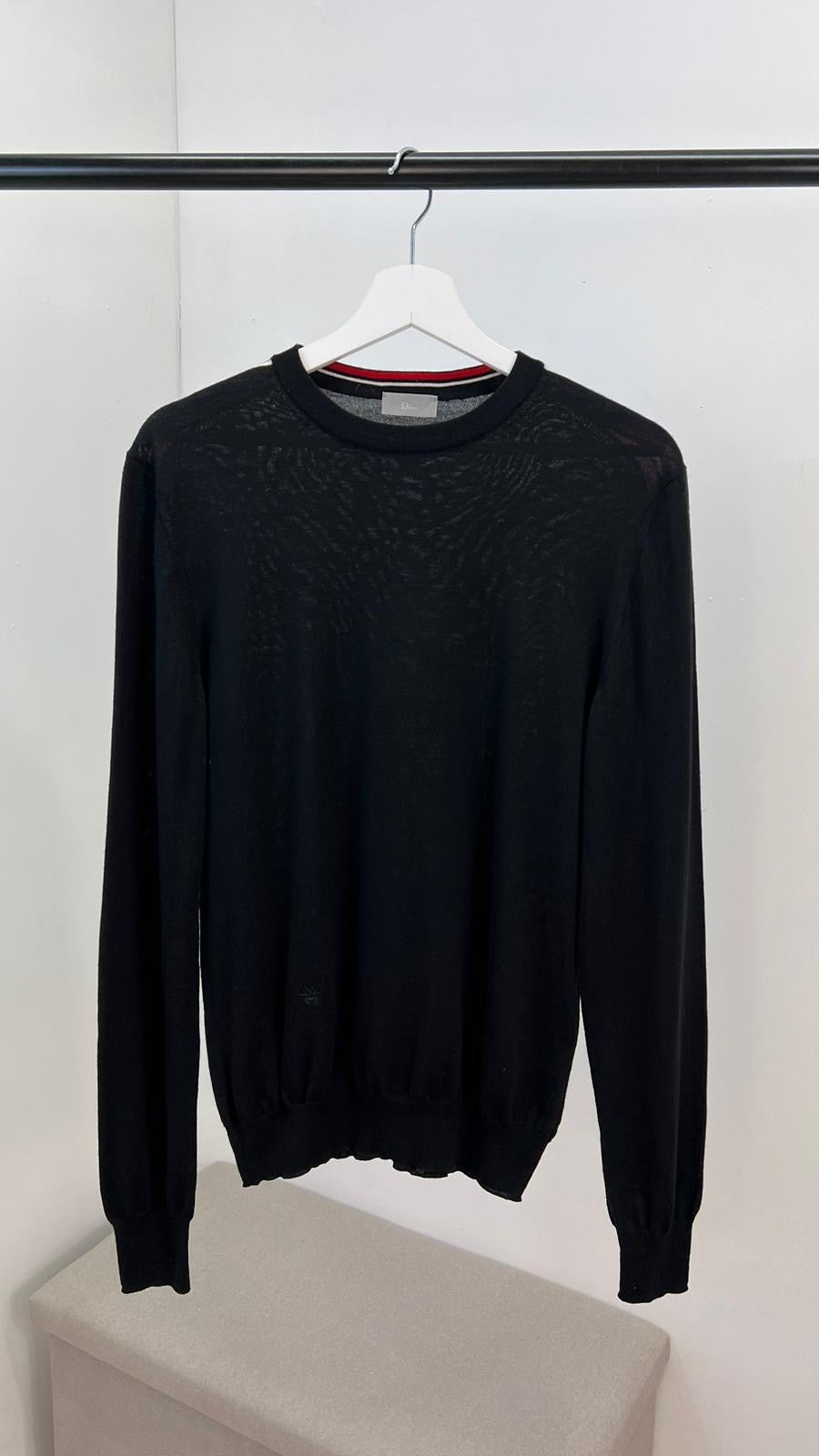 Dior Mens Black Red White Stripe Jumper With Bee Logo - Small