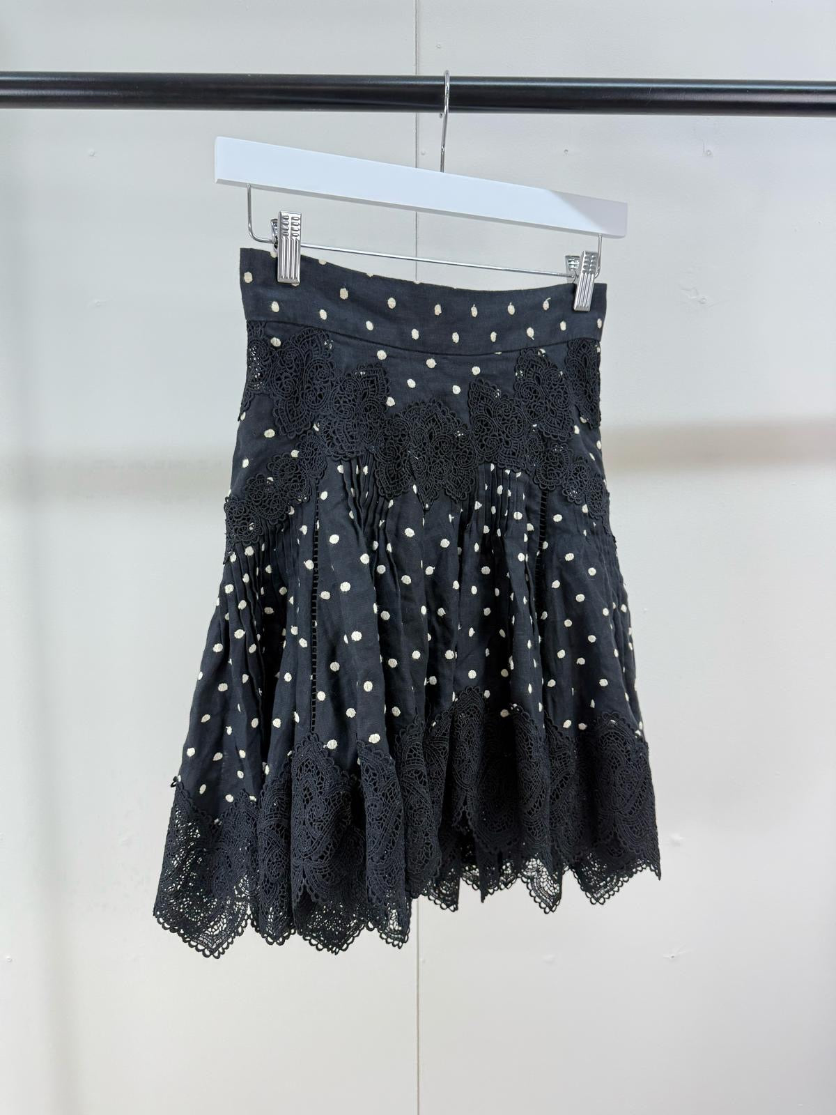 Zimmermann Black Polkadot Skirt - 0 Uk 8