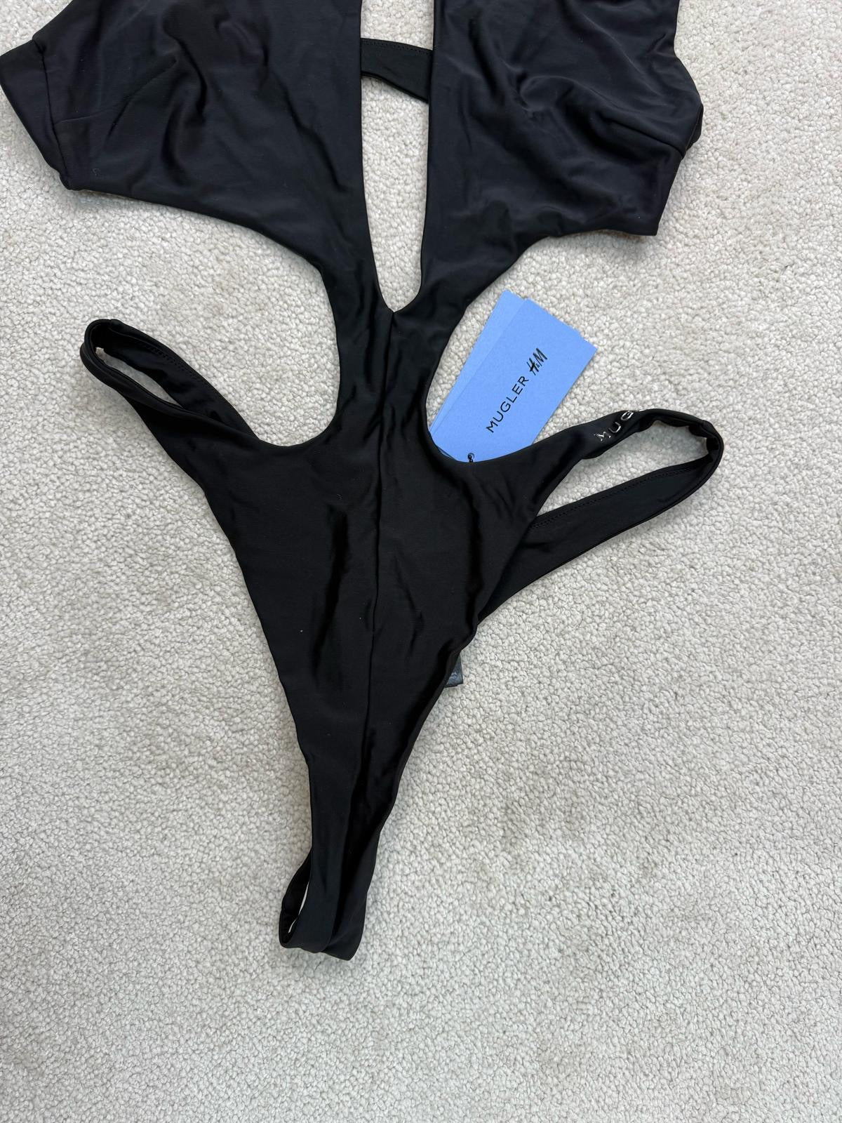 Mugler X H&M Black Strap Cut Out Swimsuit-Brand New , UK 14