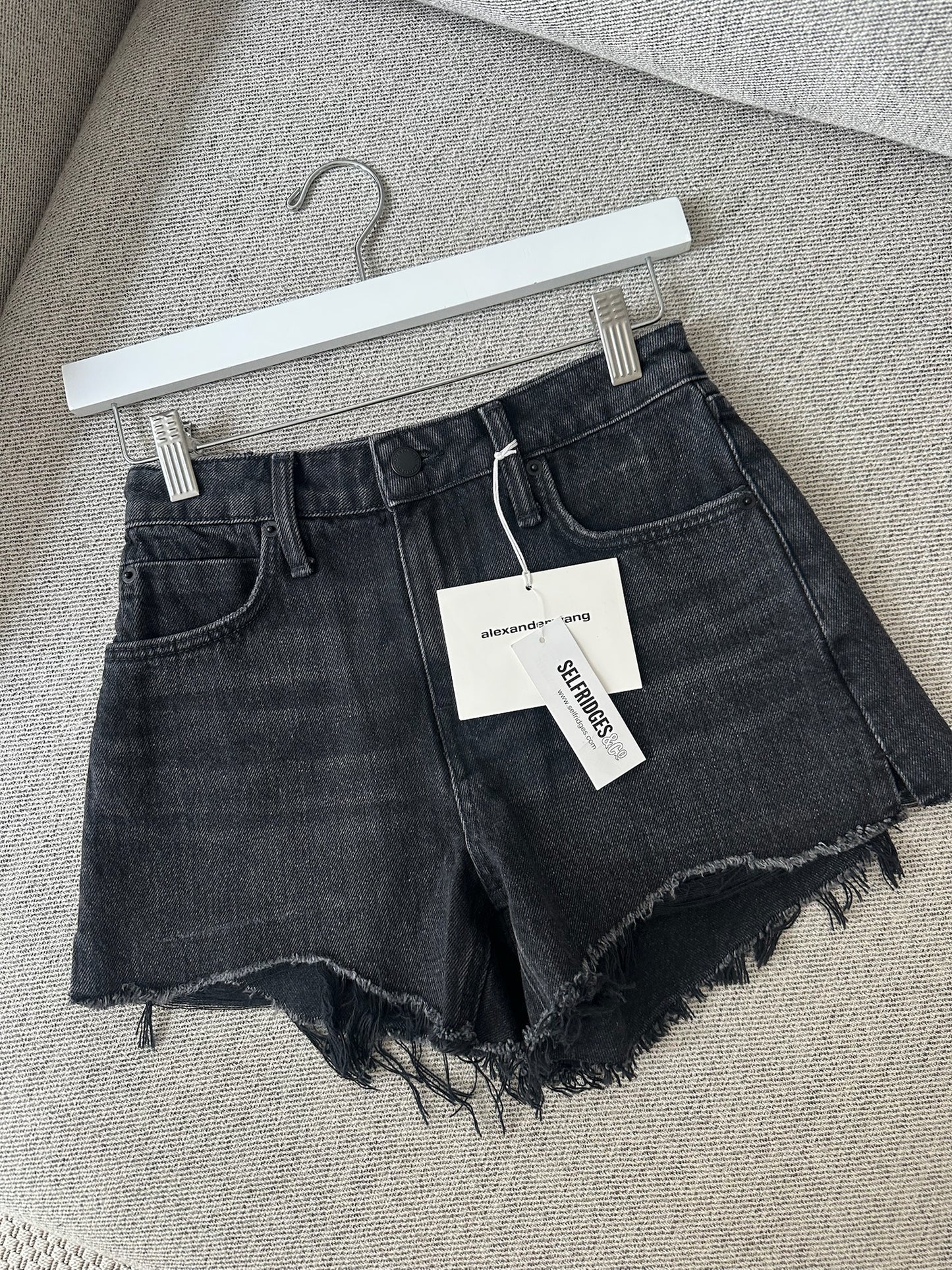 Alexander Wang Black Denim Bite Highrise Shorts-New in tags 23 XXS