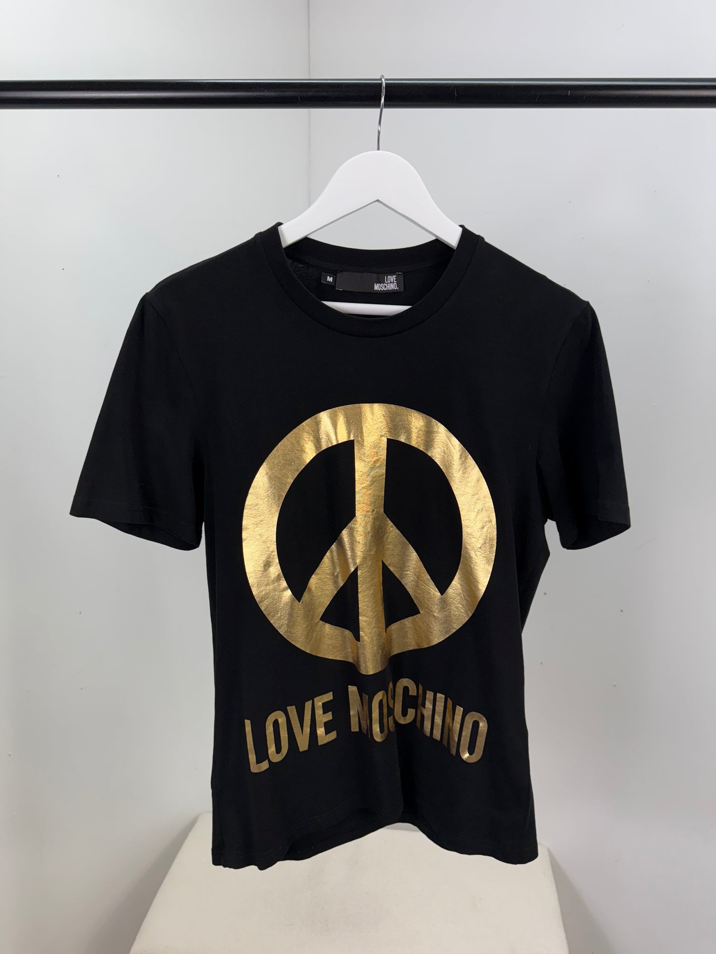 Moschino Black Gold Peace T-Shirt - Medium