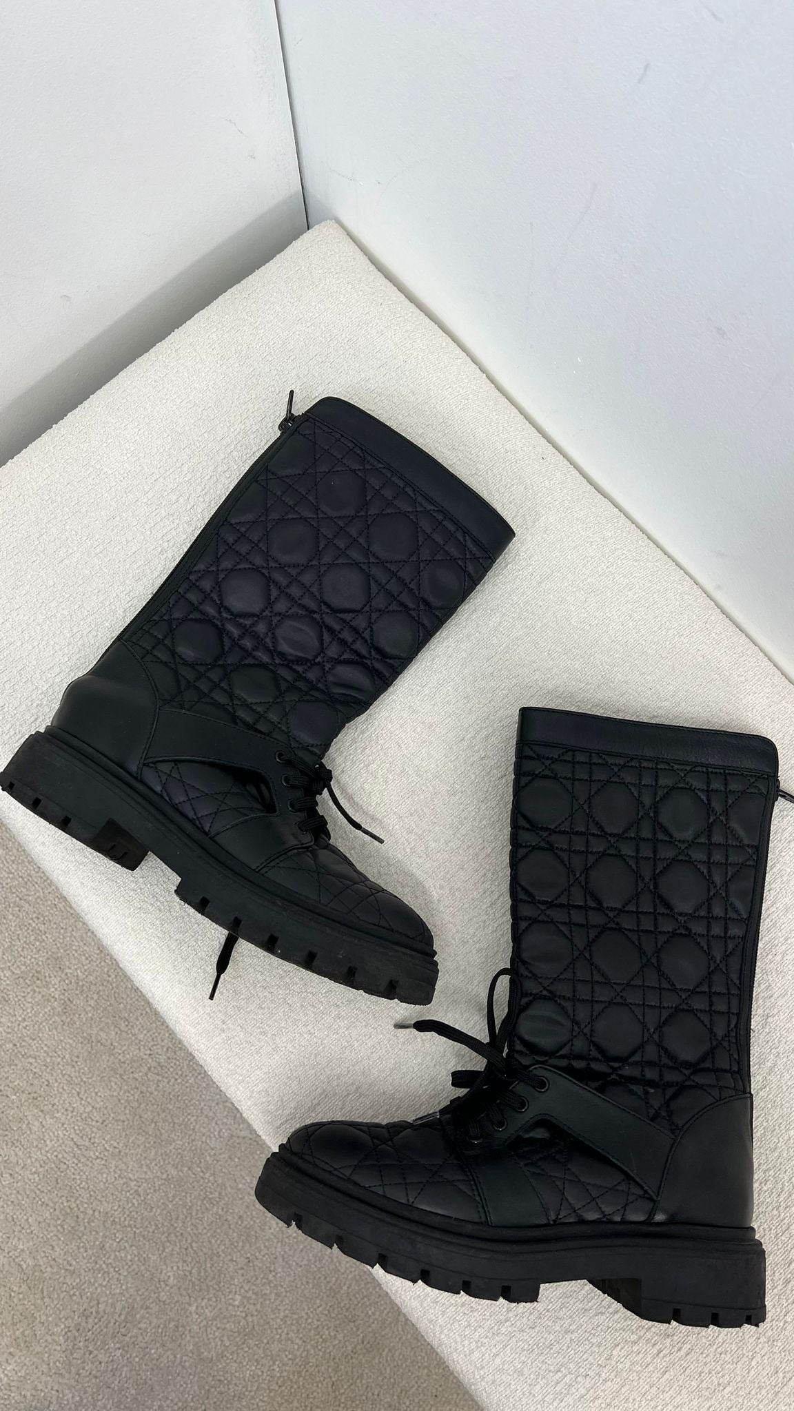Kids Dior Black Cannage Technical Fabric Boots- Eu 33/ UK 1