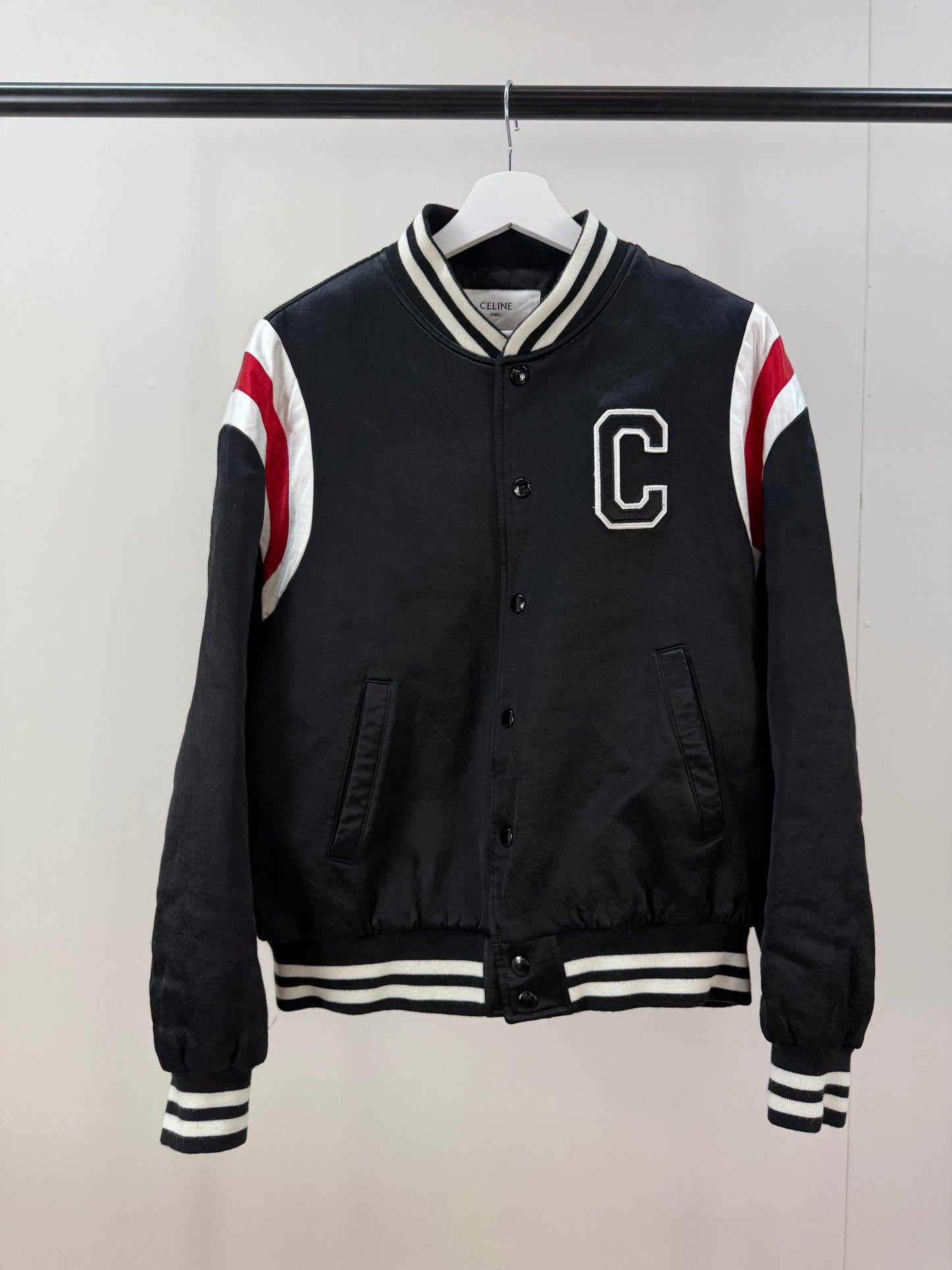 Celine Logo Varsity Bomber-50, UK Large