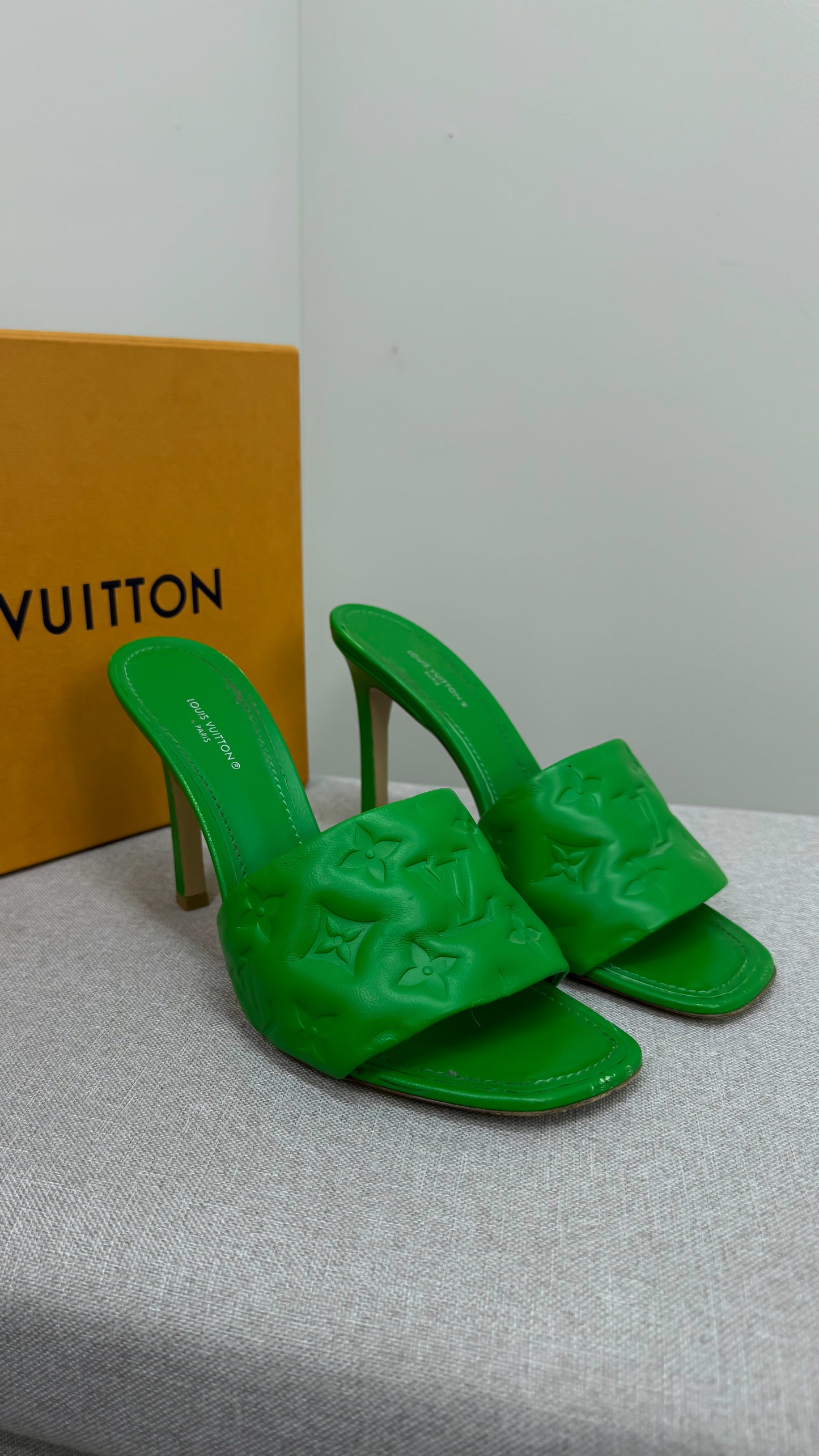 Louis Vuitton Green Revival Monogram Heels -UK 6