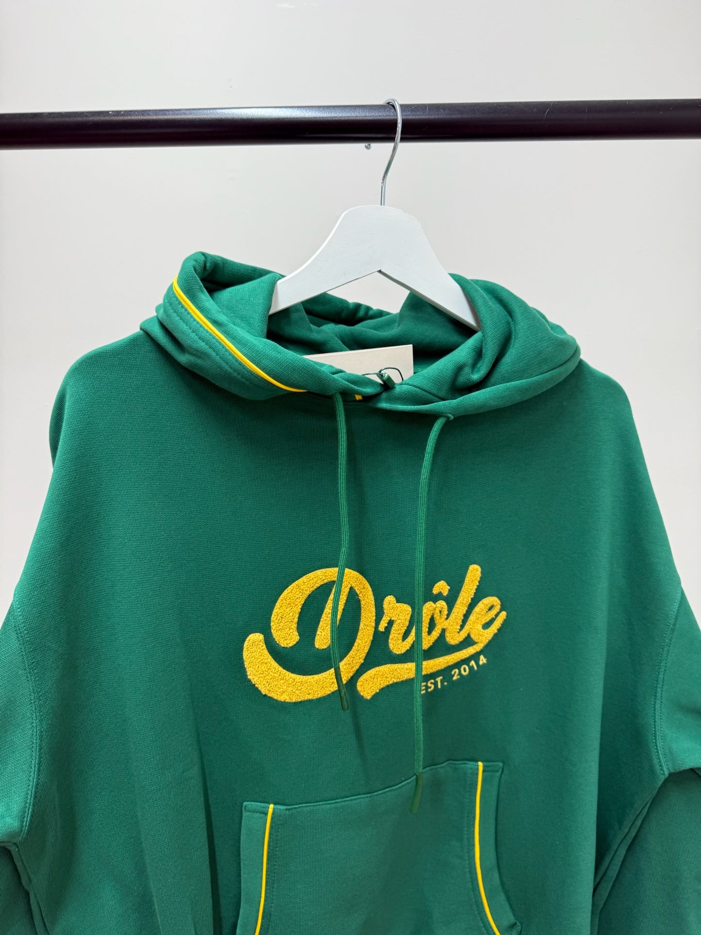 Drôle De Monsieur Green Yellow Logo Hoodie- In Tags Small