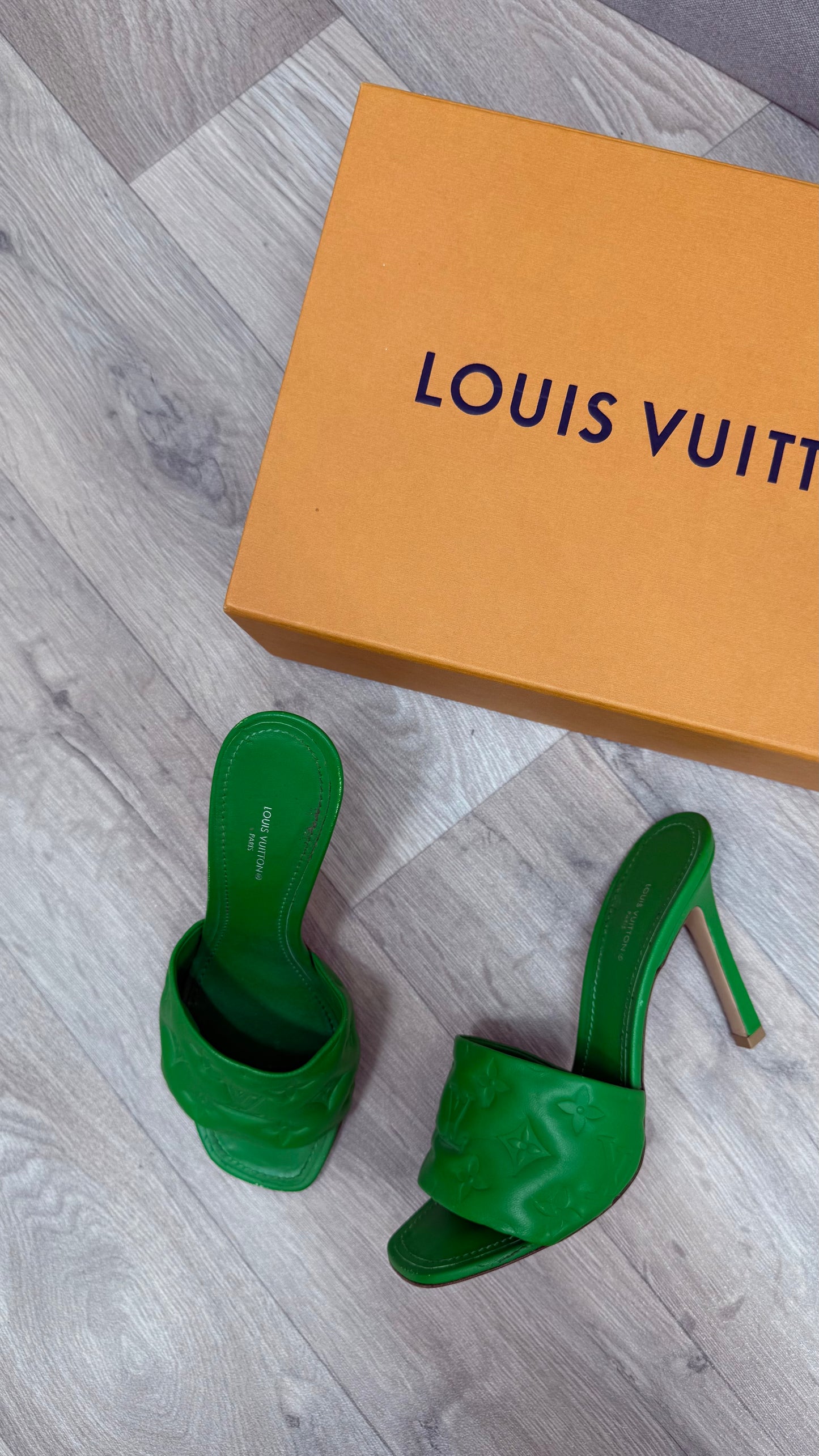 Louis Vuitton Green Revival Monogram Heels -UK 6