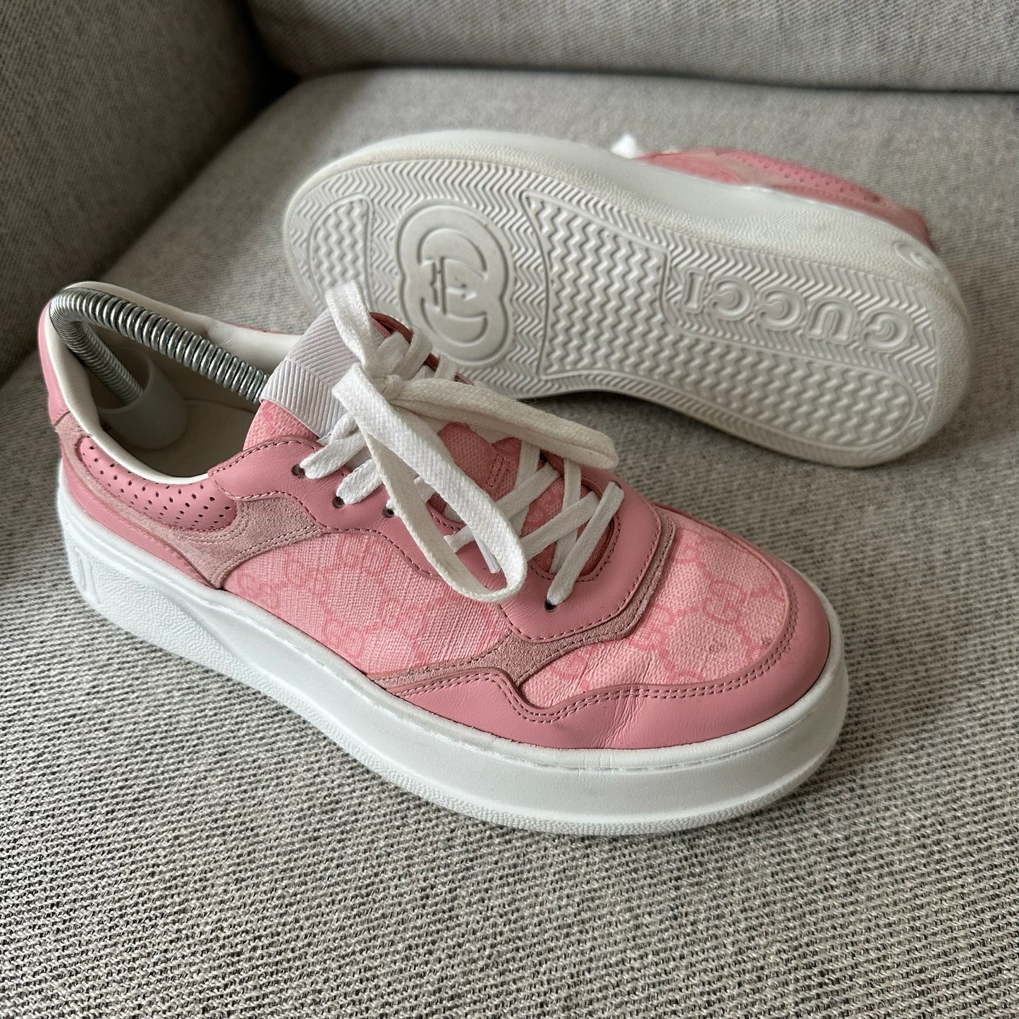 Gucci Pink GG Chunky B Trainers-UK 5