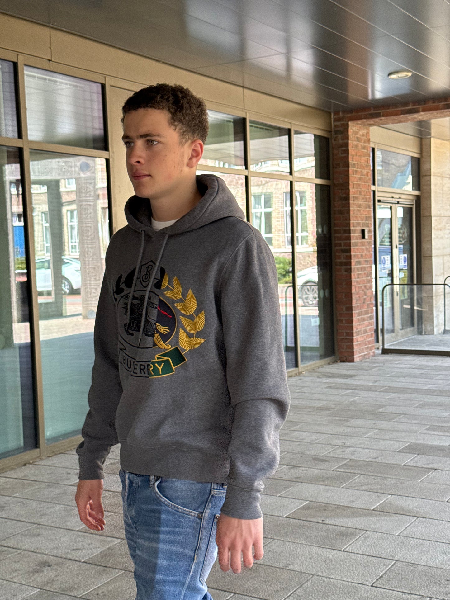 Burberry Grey Melange Hoodie - Medium