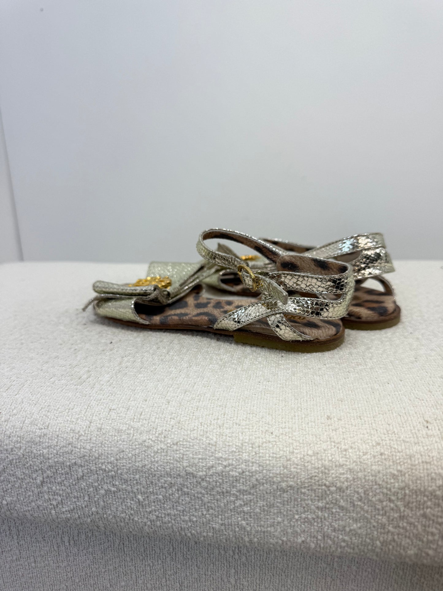 Kids Roberto Cavalli Girls Silver & Gold Bow Sandals - 32