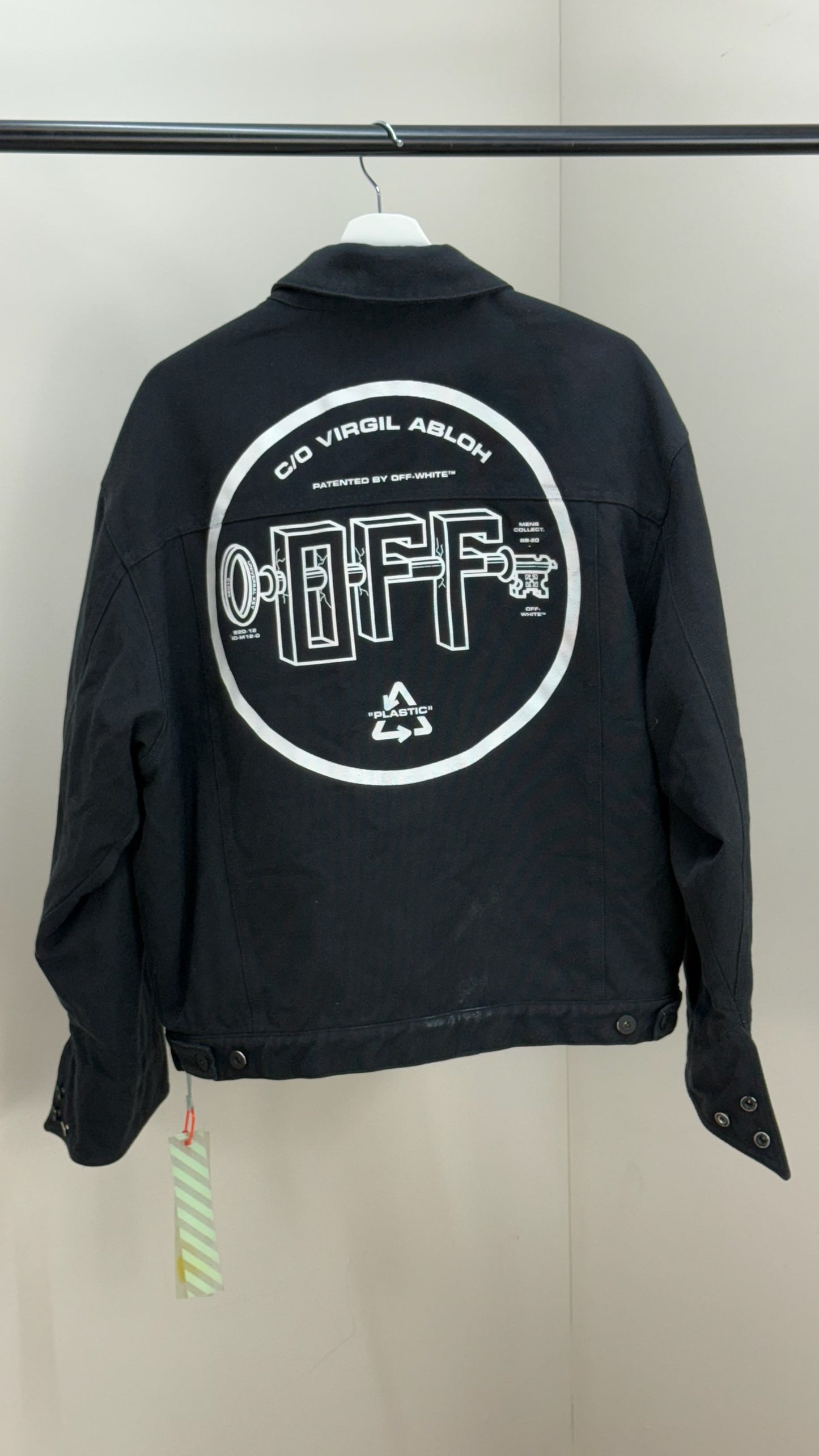 Off-White Black Denim University Key OFF- Logo Jacket - MEDIUM