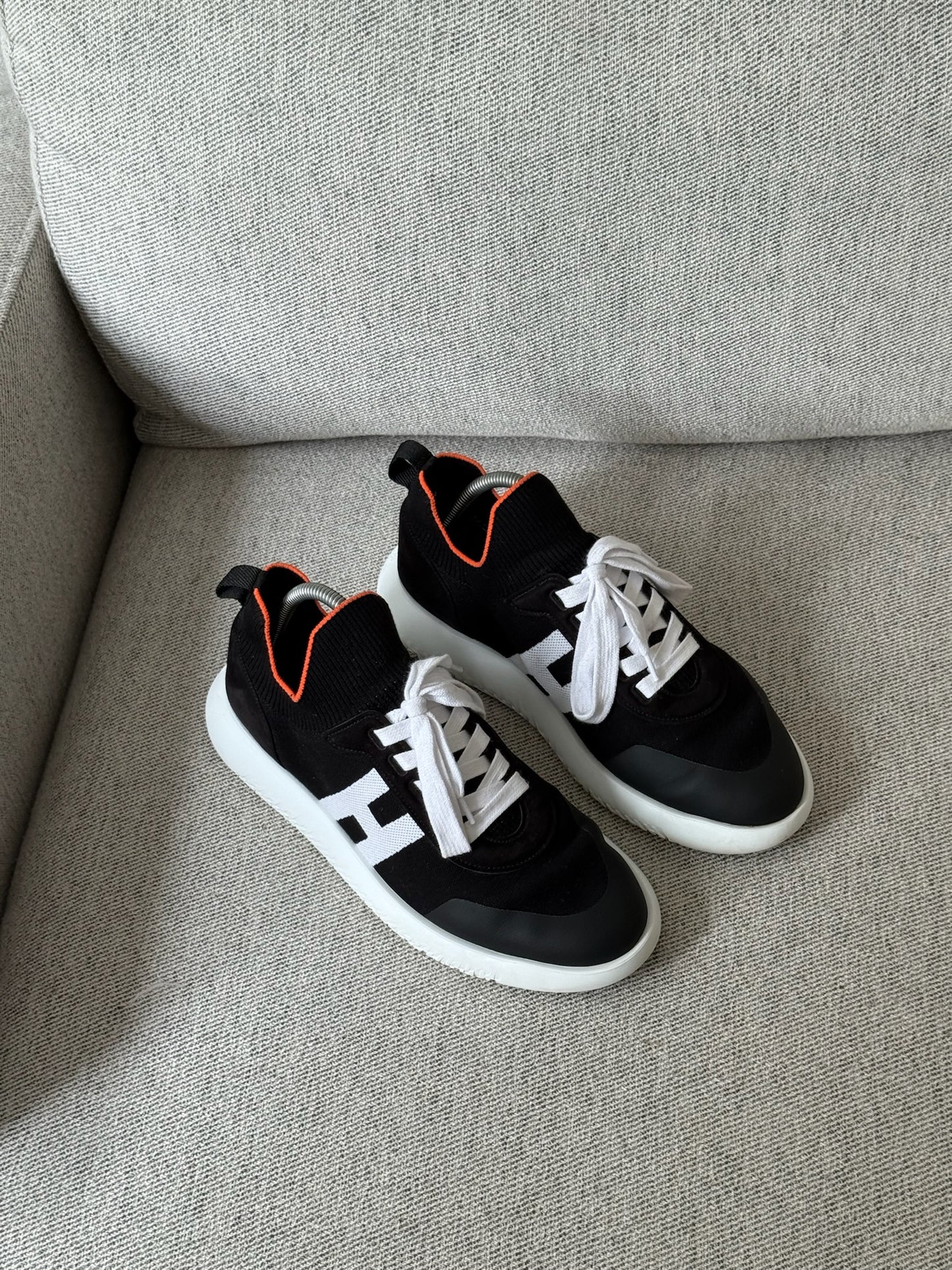 Hermes Black Orange Crew Trainers - UK 8