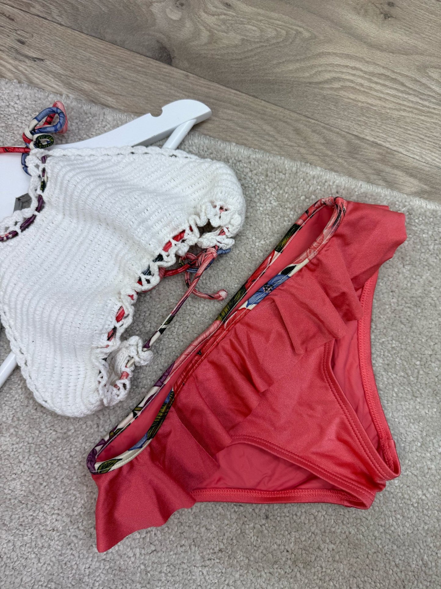 Kids Zimmermann White Top Dusk Orange Bottom Bikini- Age 8