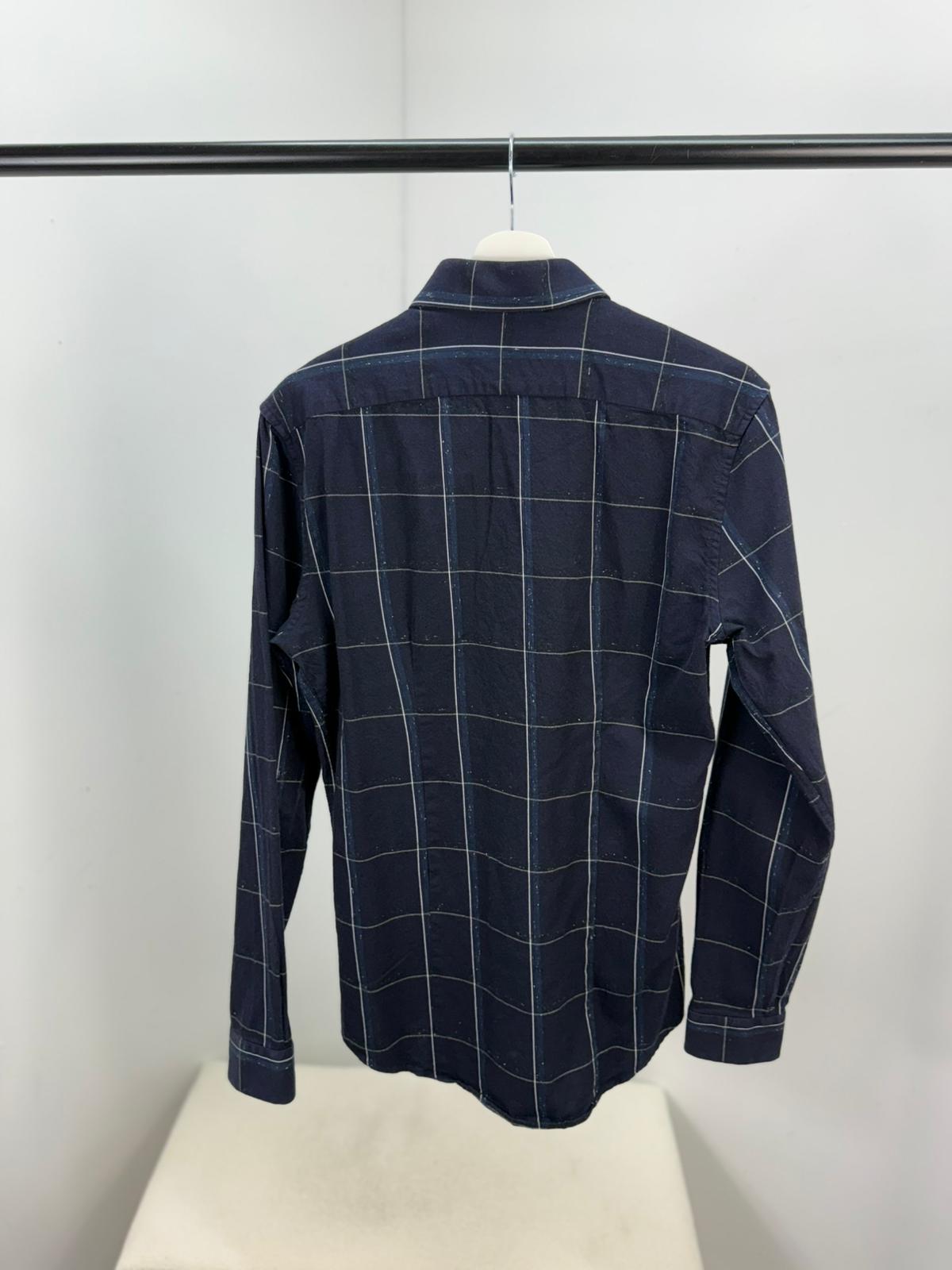 Reiss Navy Striped Slim Fit Shirt- Medium