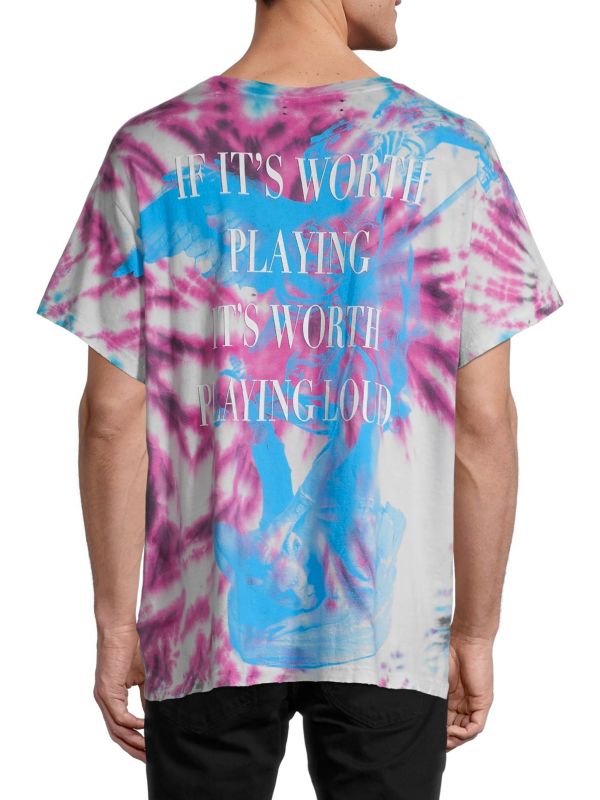Amiri Blue Tie-Die Skull T-Shirt -XS Oversize
