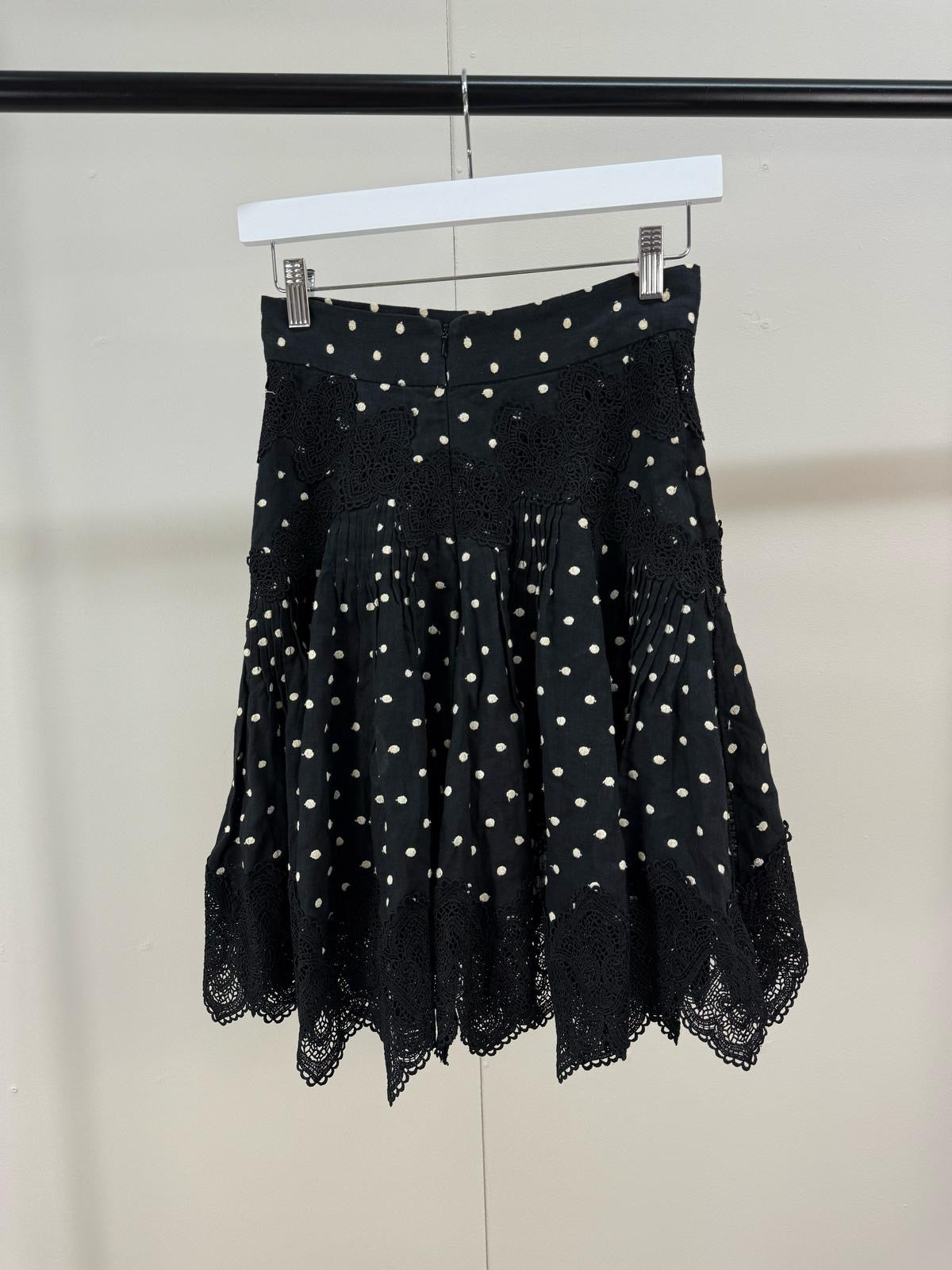 Zimmermann Black Polkadot Skirt - 0 Uk 8