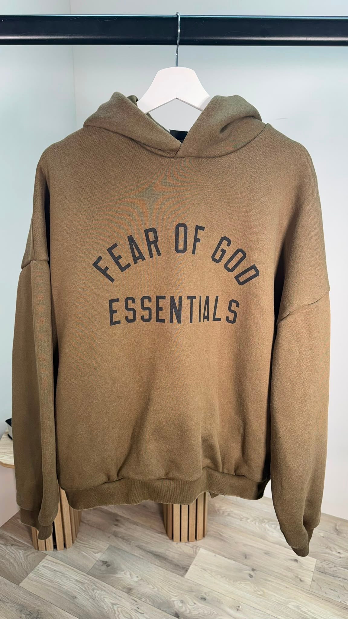 Essentials Khaki Logo Hoodie – Medium
