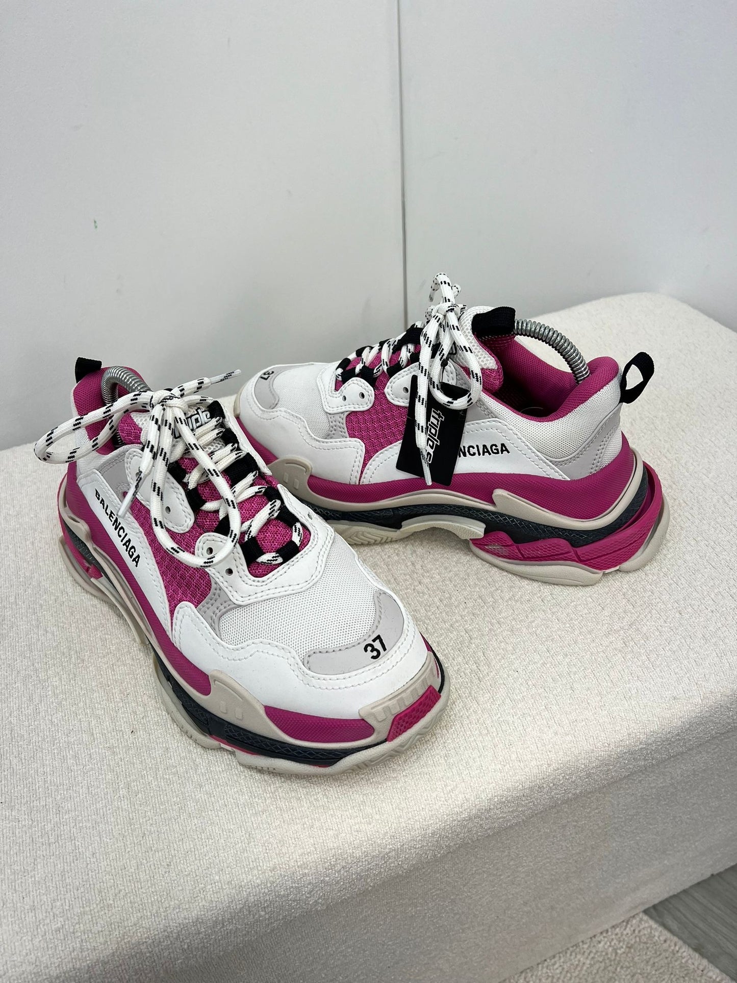 Balenciaga White And Pink Triple S Trainers , Brand New- UK 4