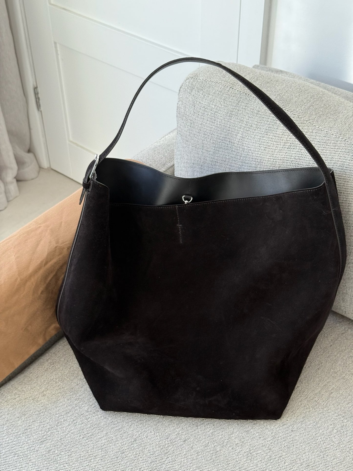 Toteme Large Tote Bag in Suede Espresso