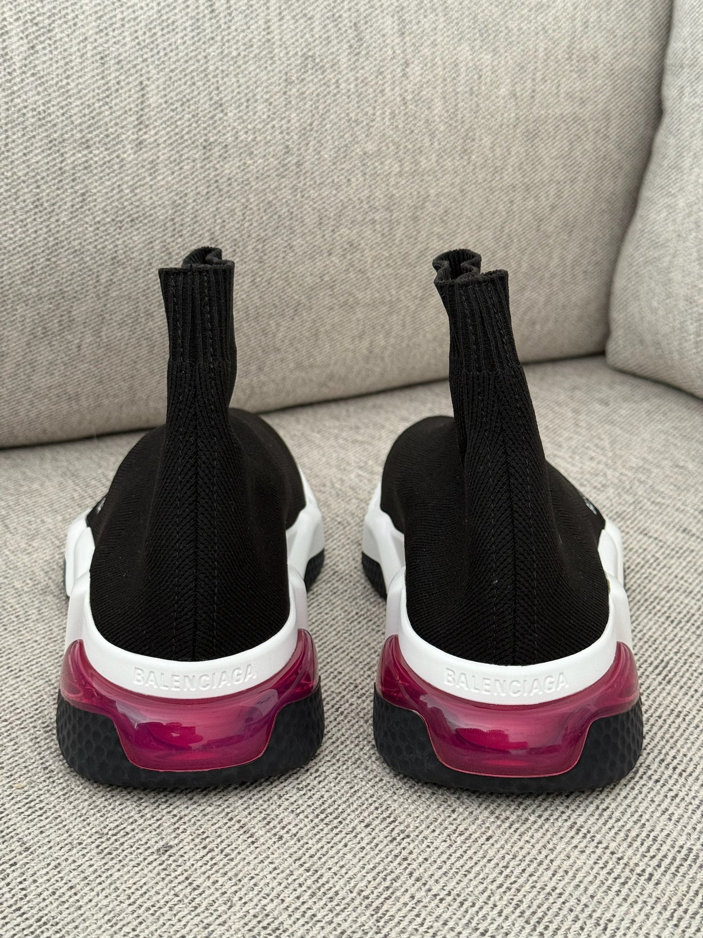 Balenciaga Black White Pink Speed Trainers- UK 5