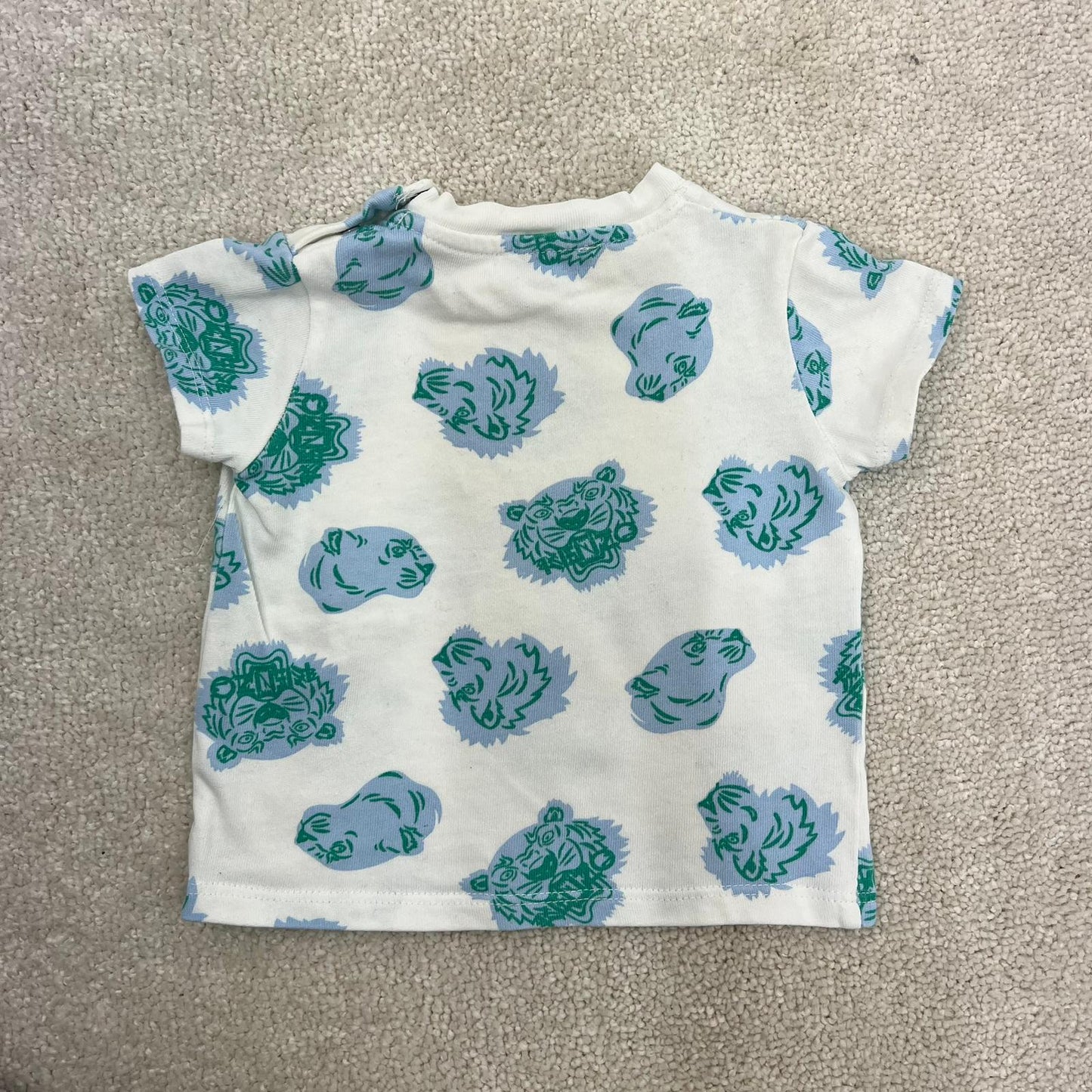 Kids Kenzo beige and blue tiger print t - shirt - 6M