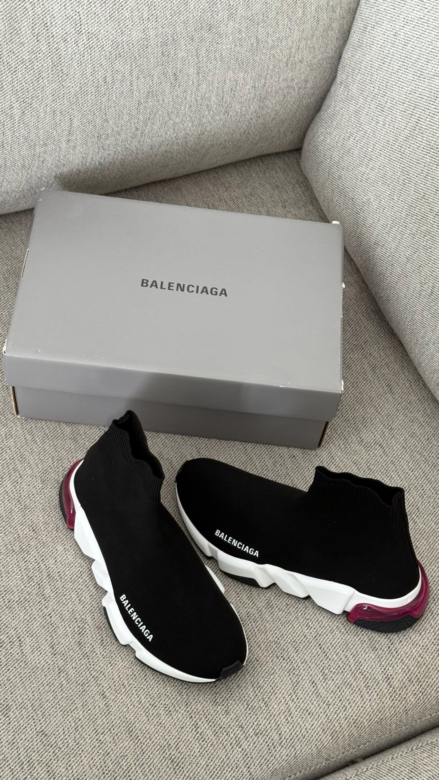 Balenciaga Black White Pink Speed Trainers- UK 5