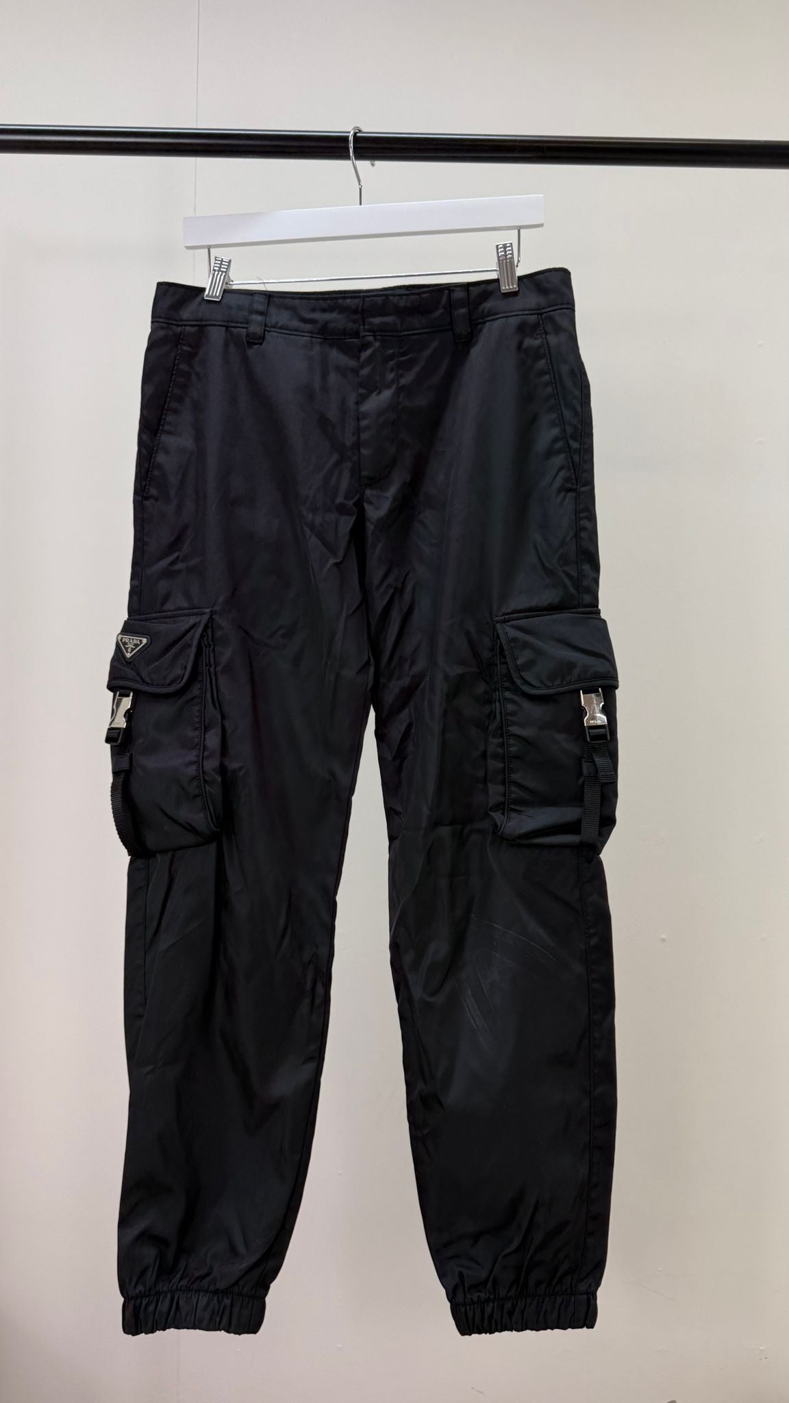 Prada Black Cargo Re-Nylon Pants -48/UK 32