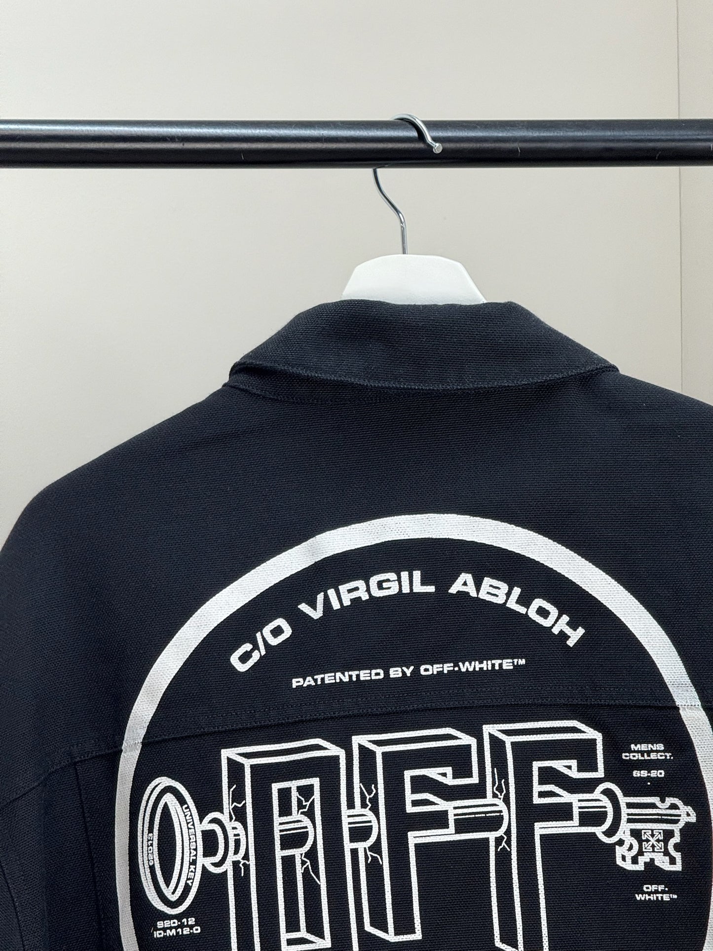 Off-White Black Denim University Key OFF- Logo Jacket - MEDIUM