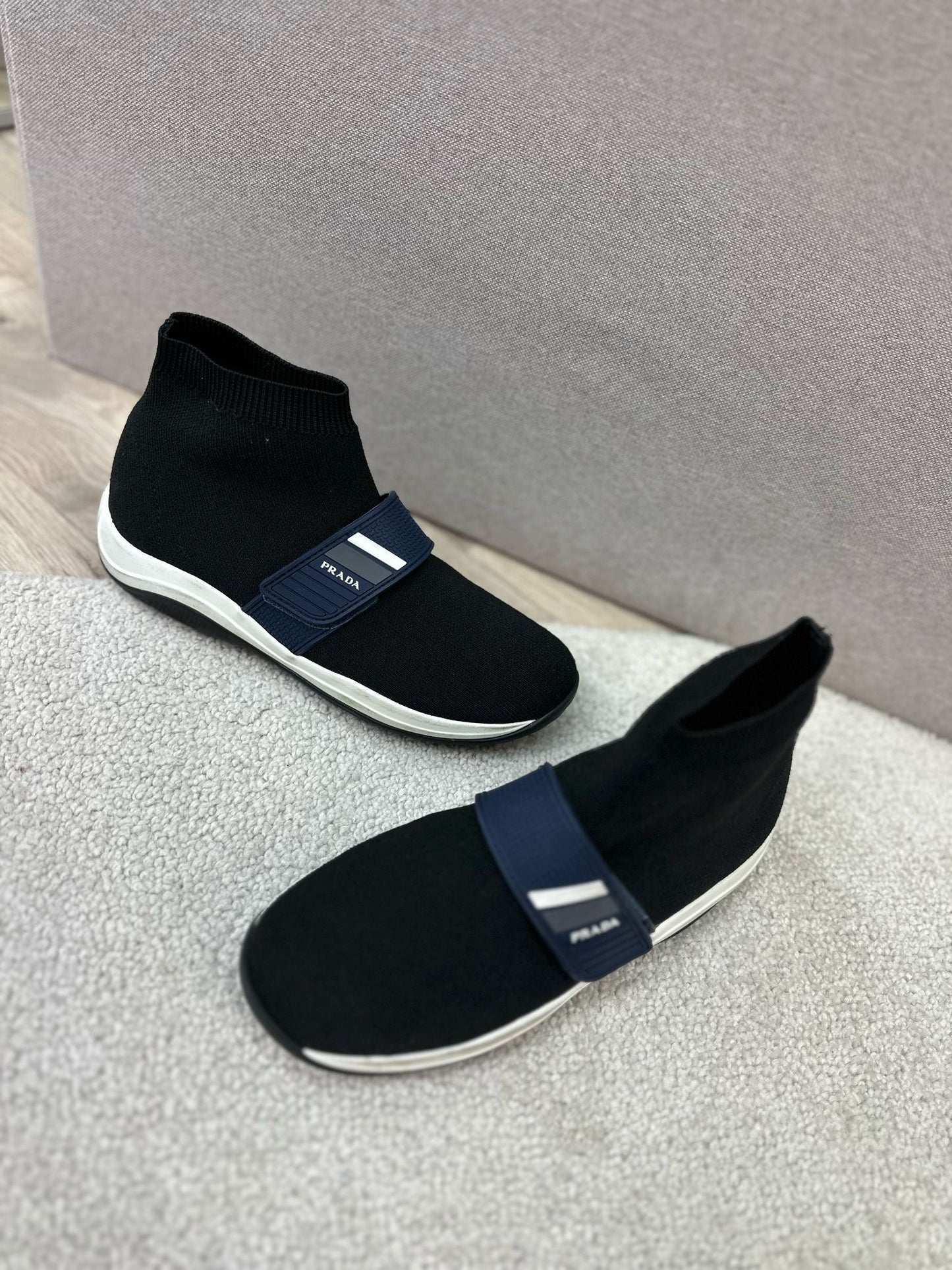 Prada Marine Sport Knit Boot Trainers - Eu 32