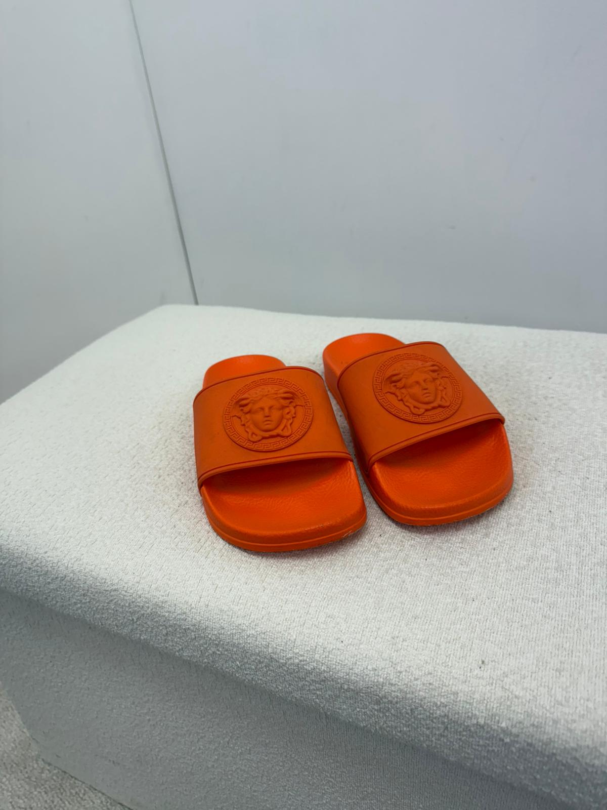 Kids Versace Orange Medusa Slider - EU 35 UK 2.5
