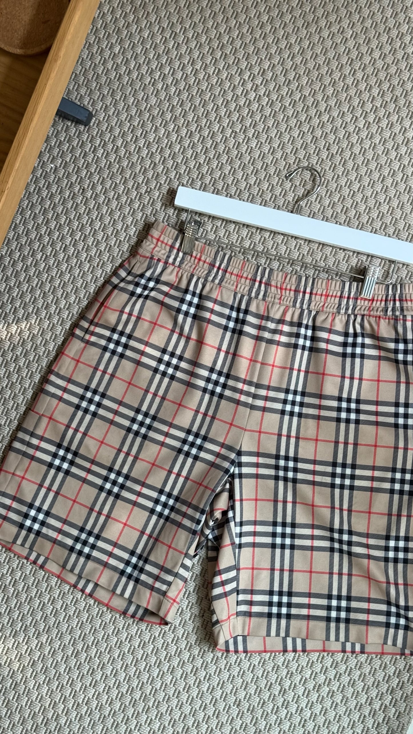 Burberry Beige Checked Shorts-Medium