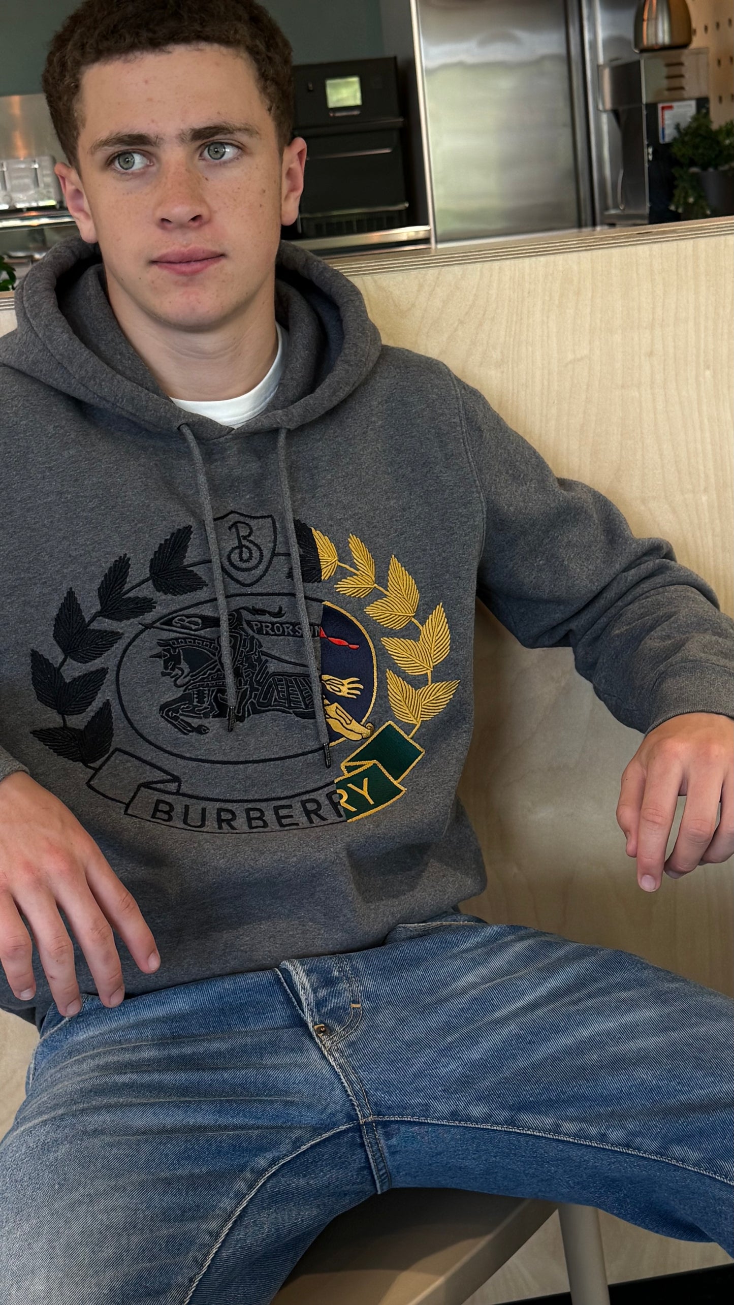 Burberry Grey Melange Hoodie - Medium