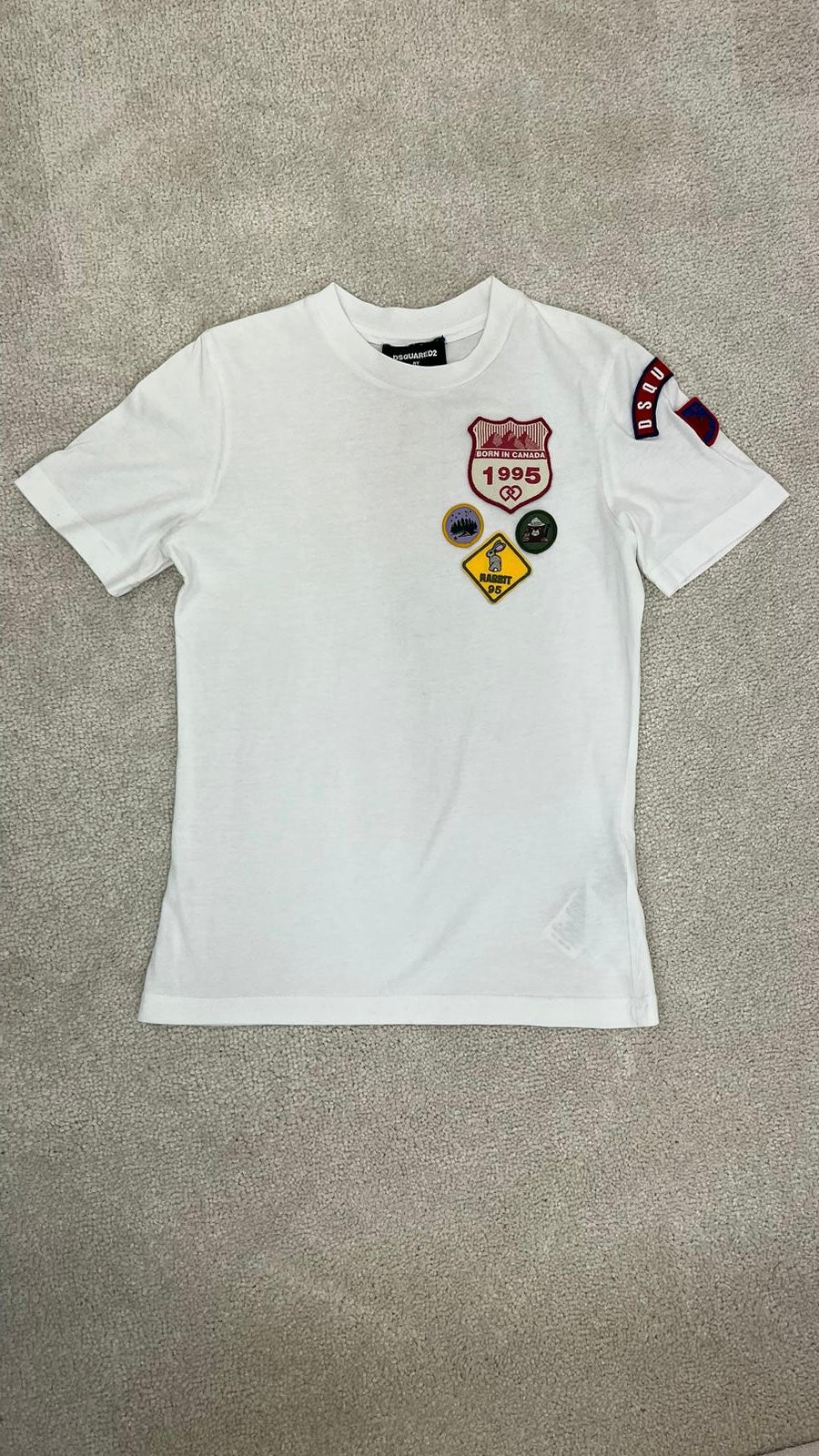 Kids Dsquared2 white born in canada badge t-shirt - Age 8, Small Fit