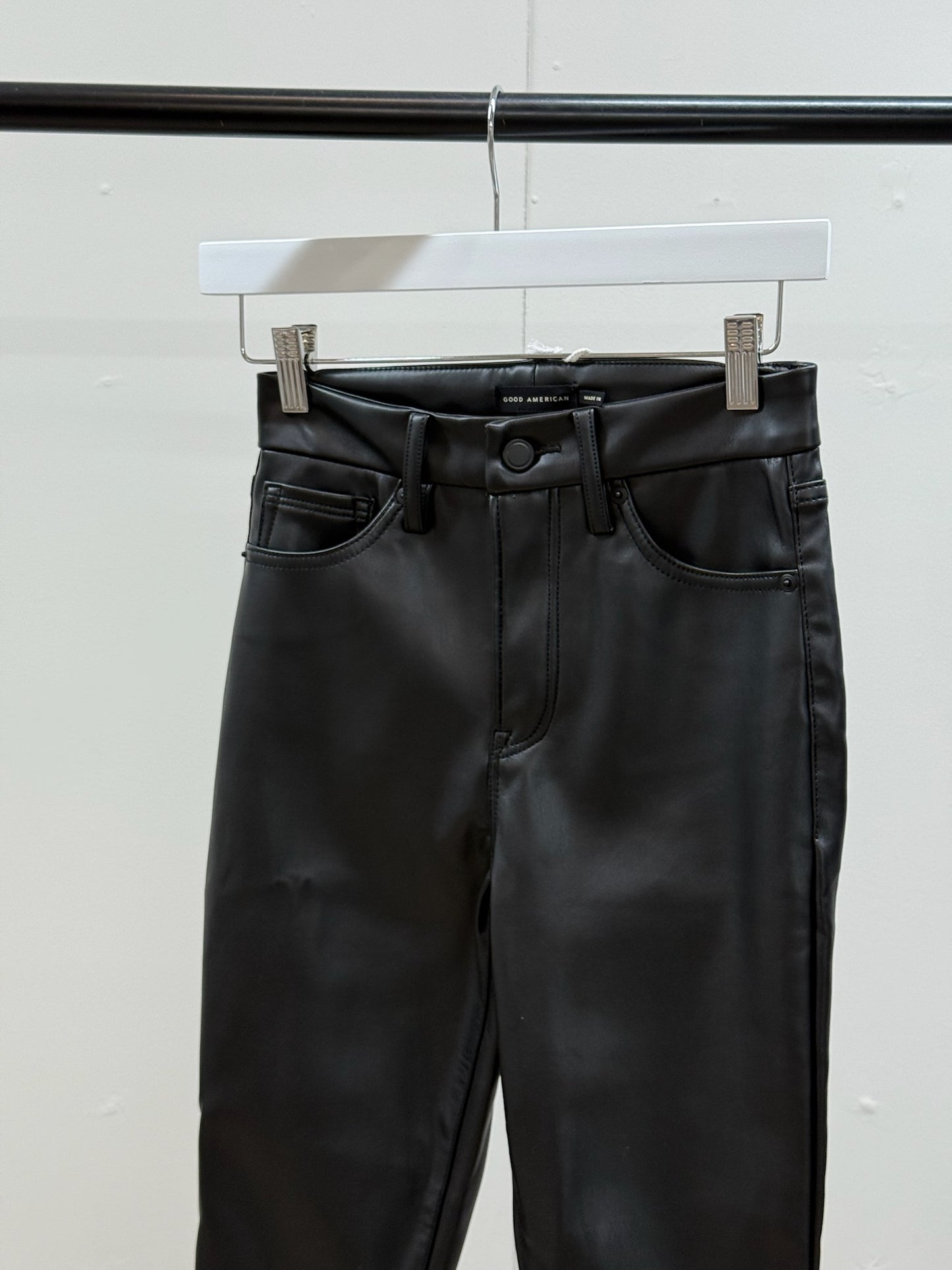 Good America Black Leather Flare Pants , New With Tags - 0/25