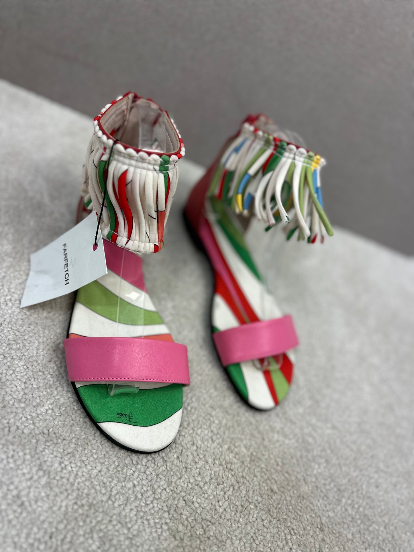 Pucci Womens Multi Print Tassle Sandals - UK 4