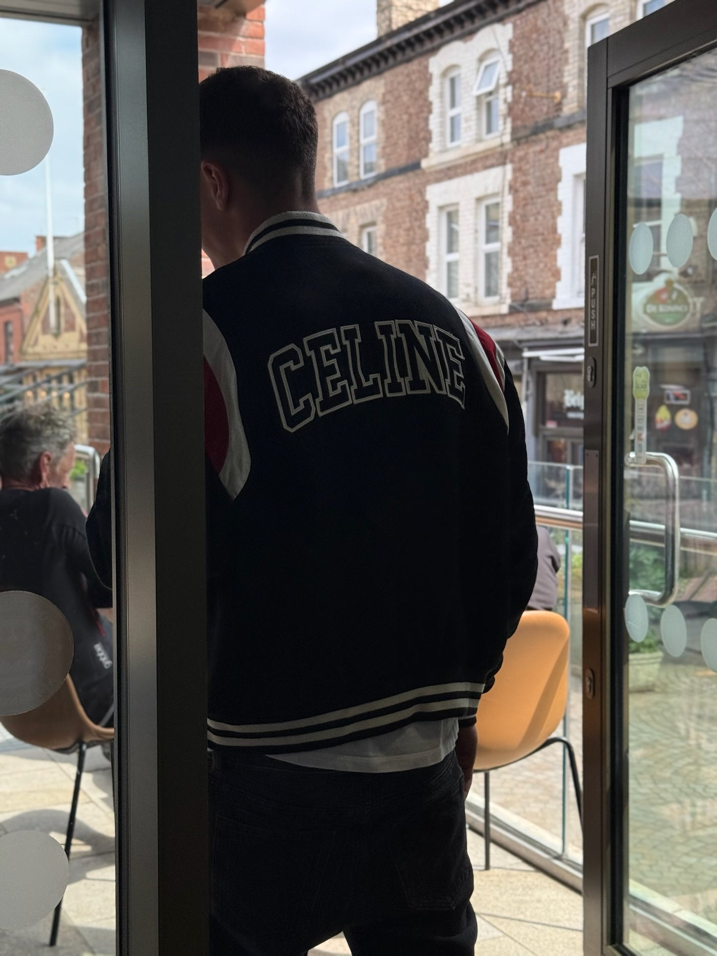 Celine Logo Varsity Bomber-50, UK Large