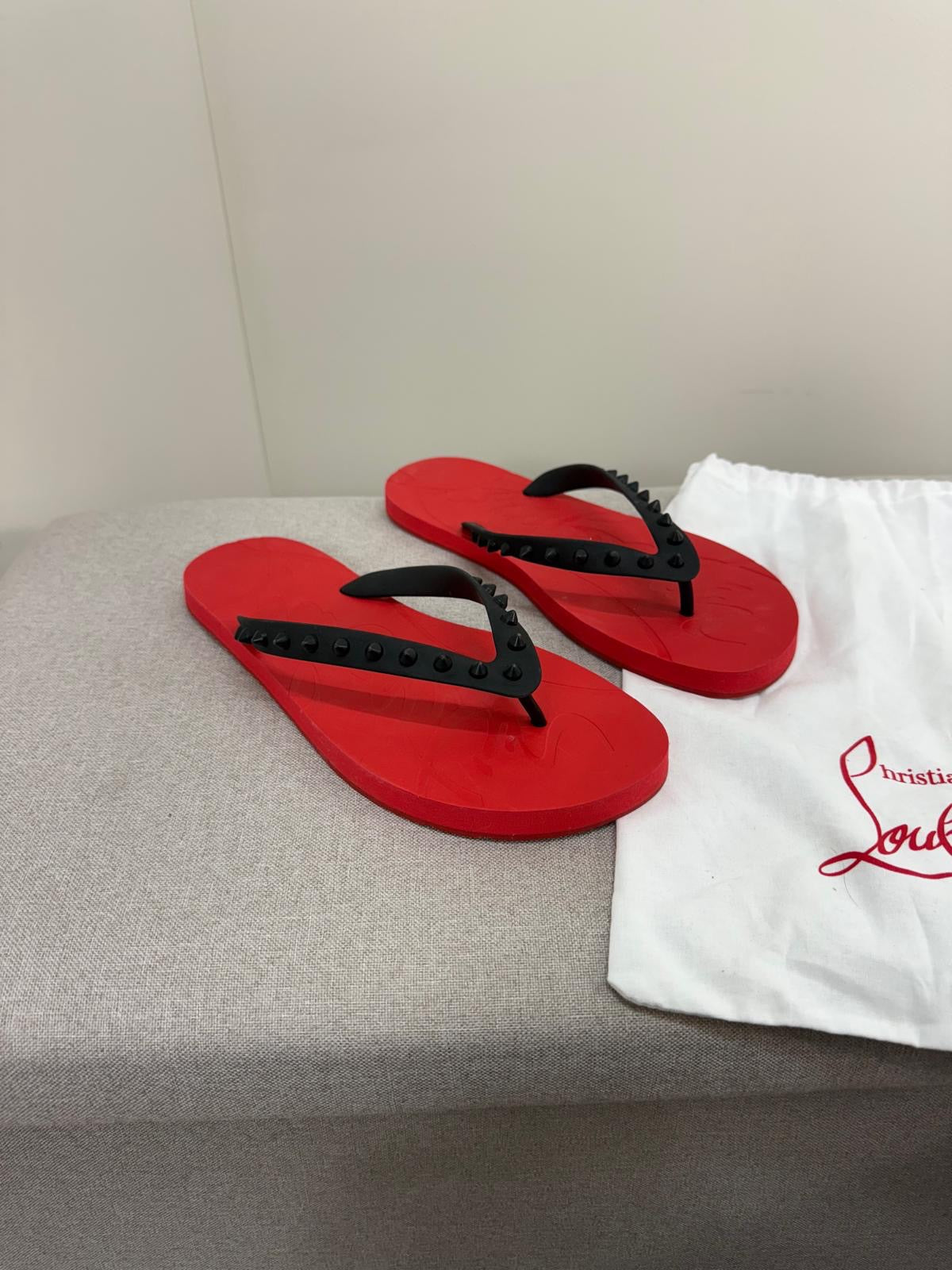 Christian Louboutin Red Spike Donna Flip Flops - UK 7