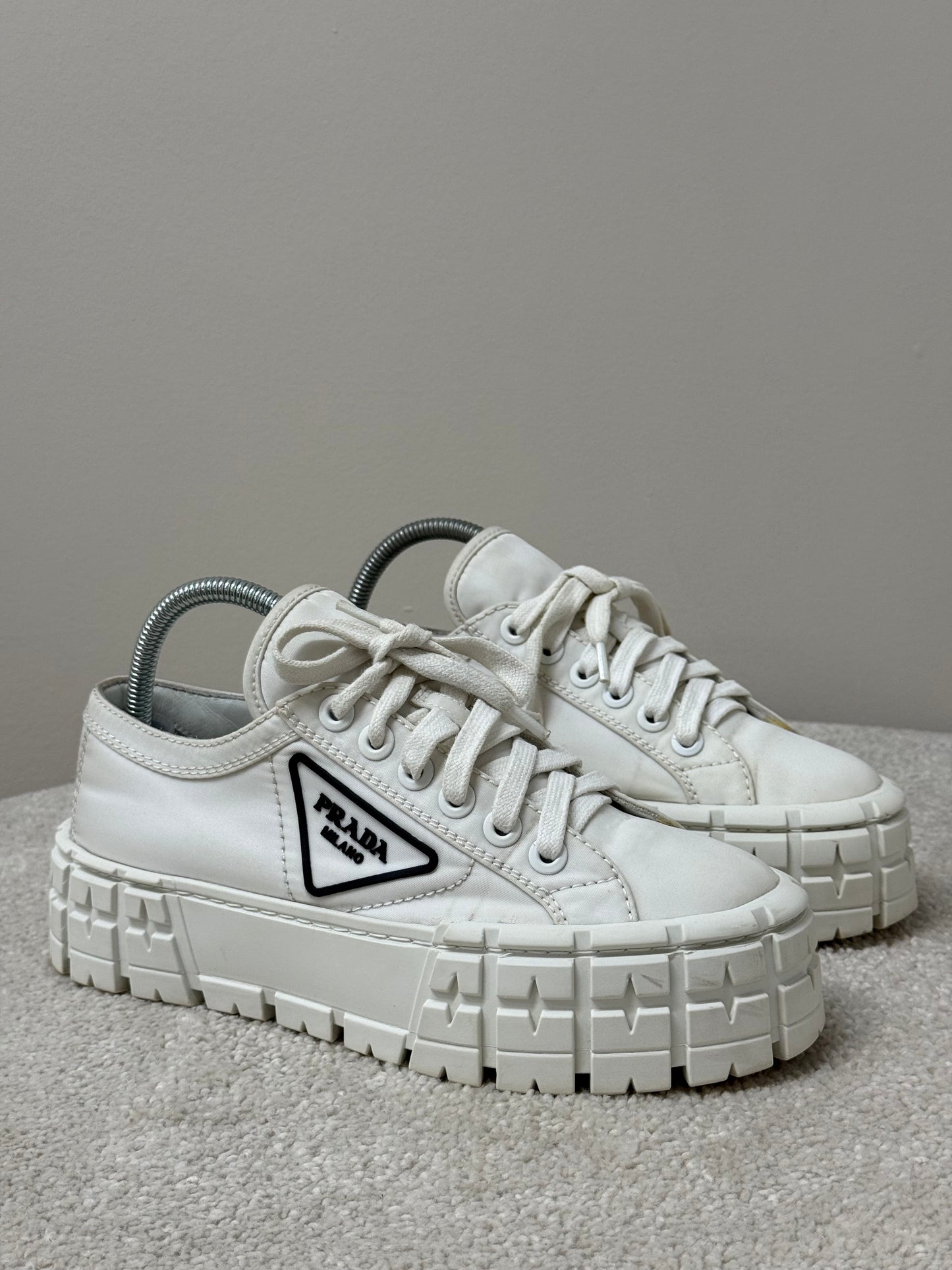 Prada White And Black Double Wheel Trainers -UK 5