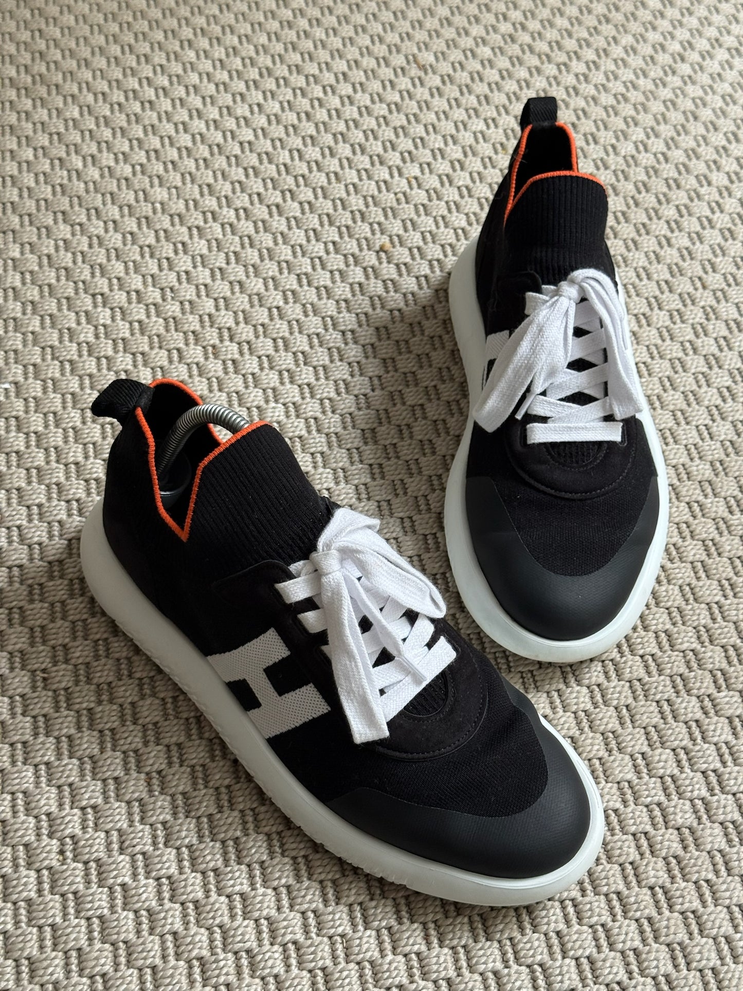Hermes Black Orange Crew Trainers - UK 8
