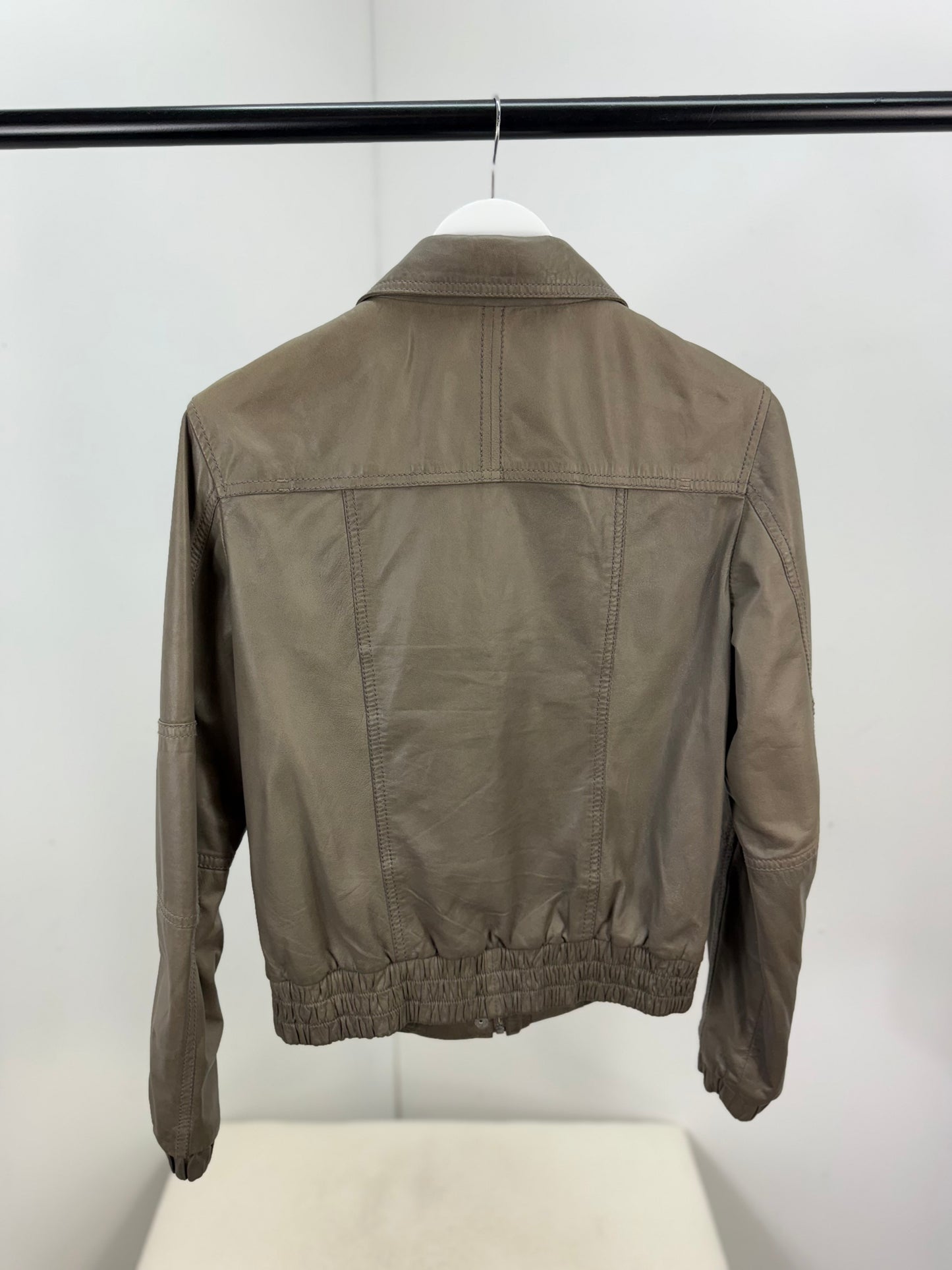 Dolce & Gabbana Women’s Greige Leather Jacket ( 44/XL)