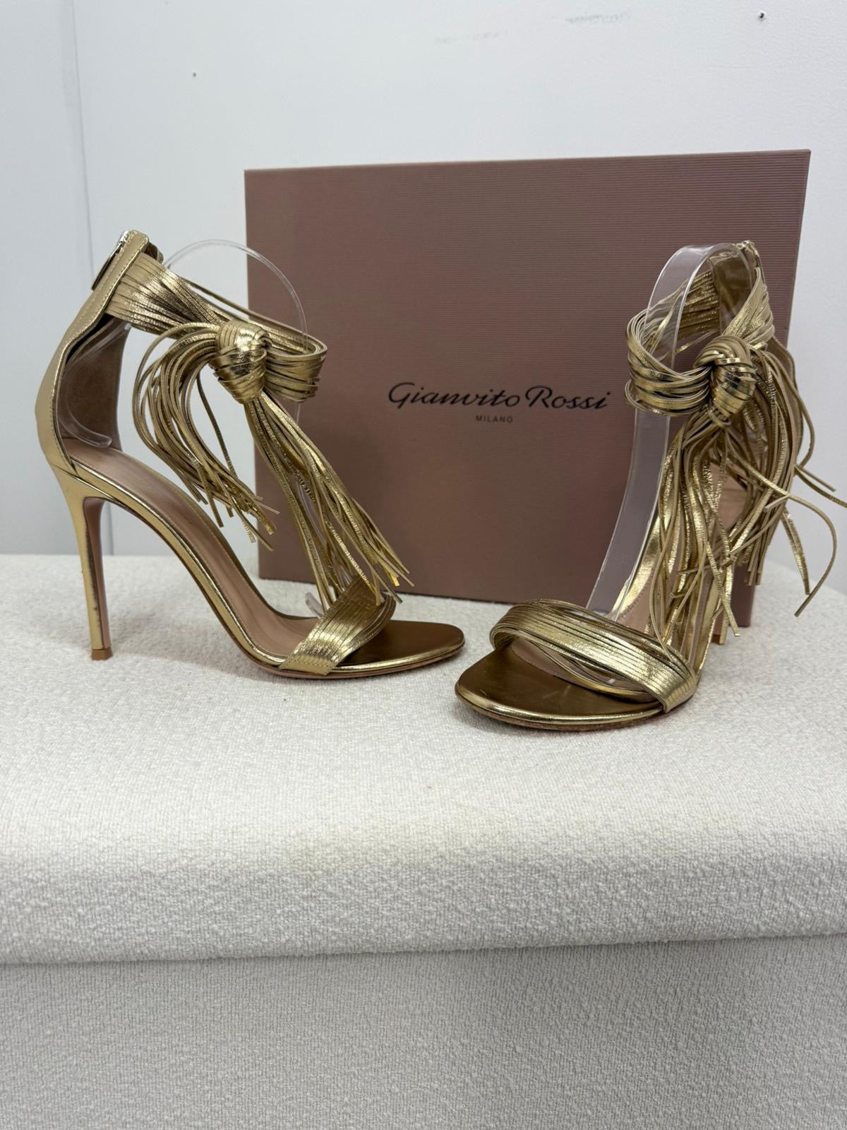 Gianvito Rossi Gold Tassel 'Noelle' Heels - UK 6