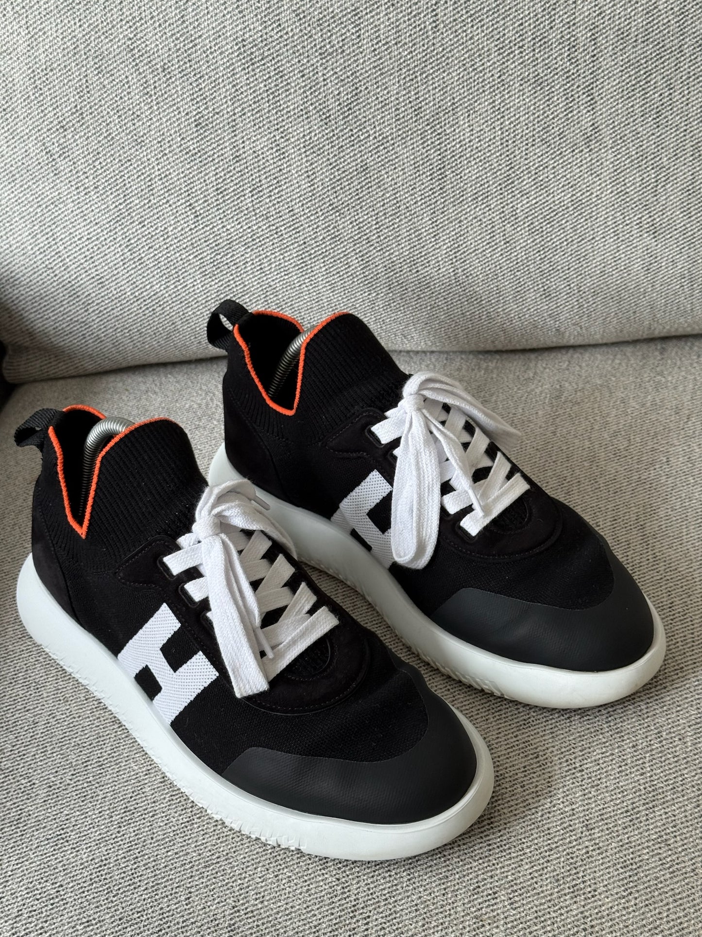 Hermes Black Orange Crew Trainers - UK 8